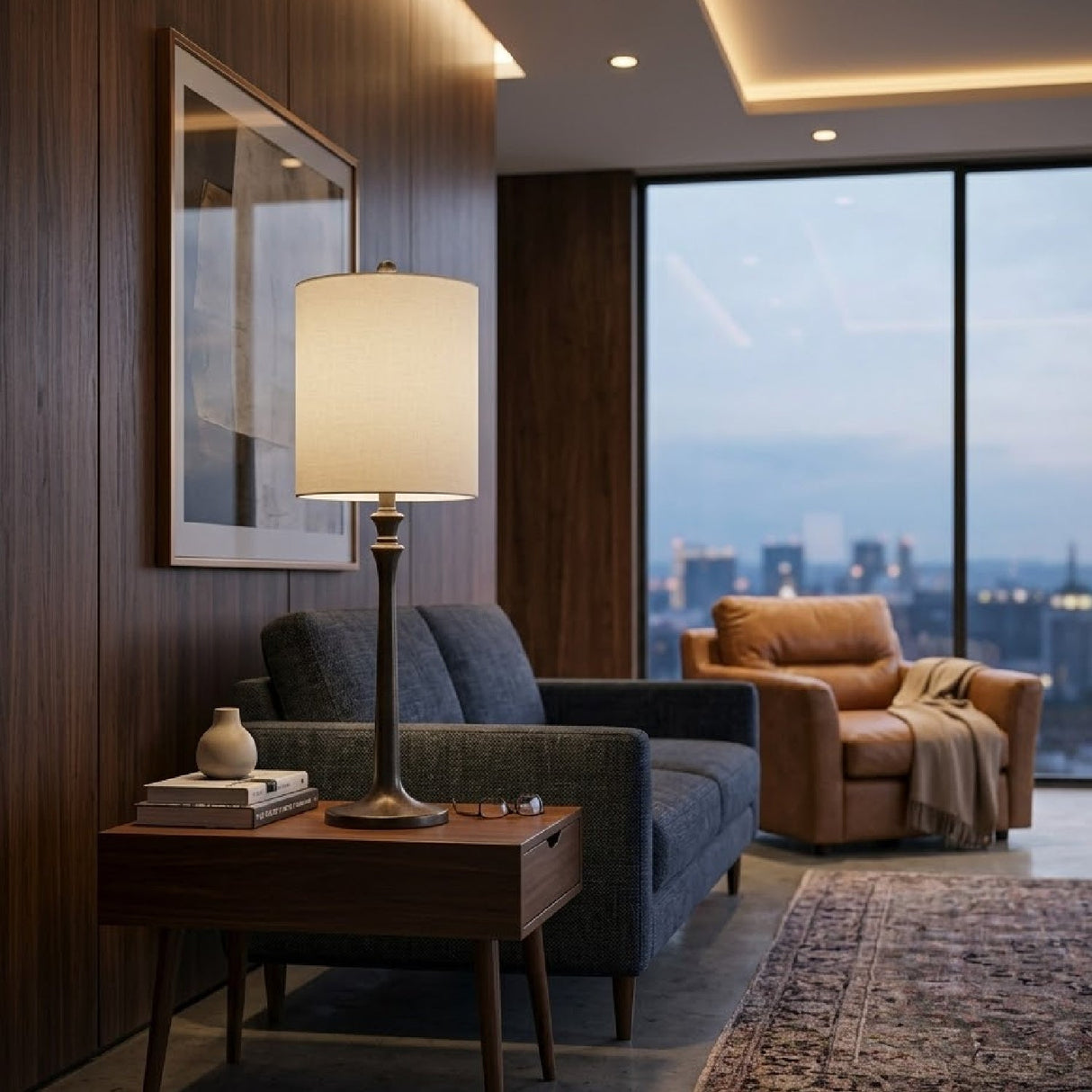 Modern European furniture - Linen Drum Shade Table Lamp - www.oroa.com