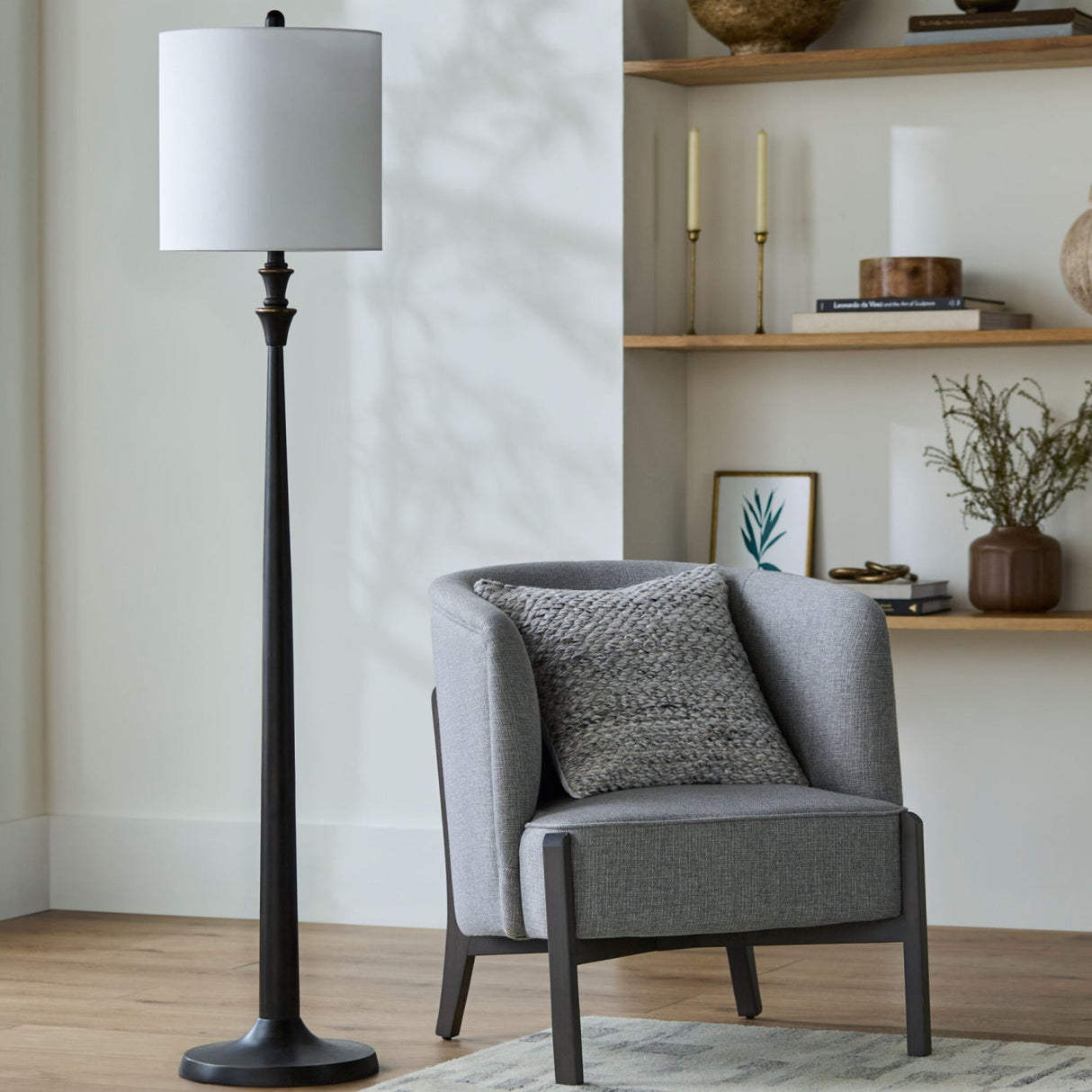 Modern European furniture - Linen Drum Shade Floor Lamp - www.oroa.com