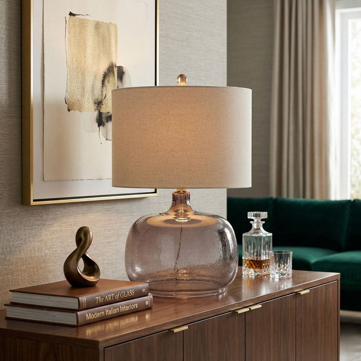 Modern European furniture - Gray Clear Glass Table Lamp - www.oroa.com