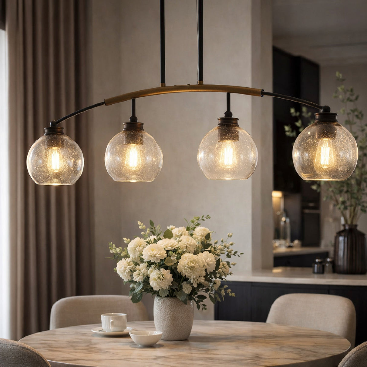 Modern European furniture - 4-Light Clear Glass Linear Chandelier - www.oroa.com