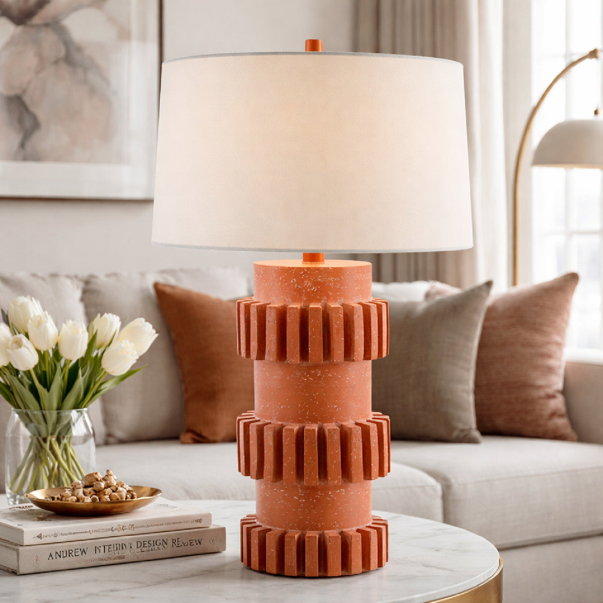 Modern Carved Accent Table Lamp | Oroa.com