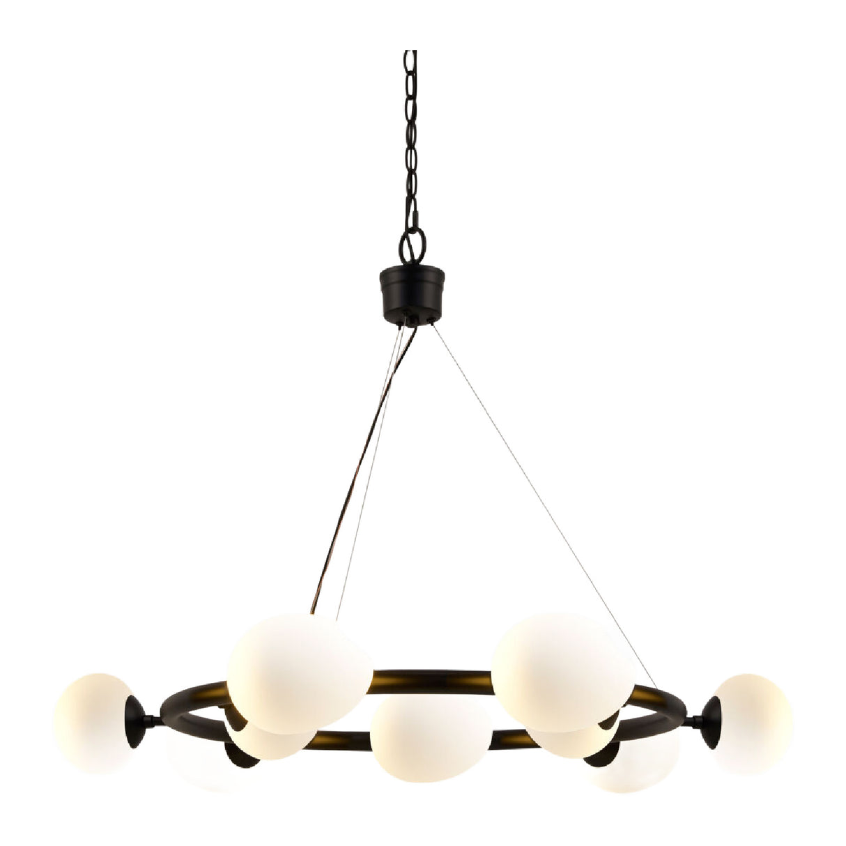 9-Light White Glass Chandelier | Oroa.com