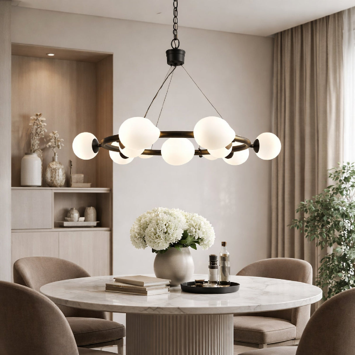 Modern European furniture - 9-Light White Glass Chandelier - www.oroa.com