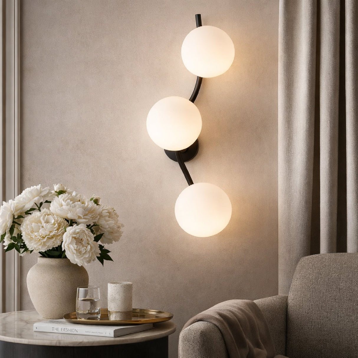 Modern European furniture - 3-Light White Glass Wall Lamp - www.oroa.com