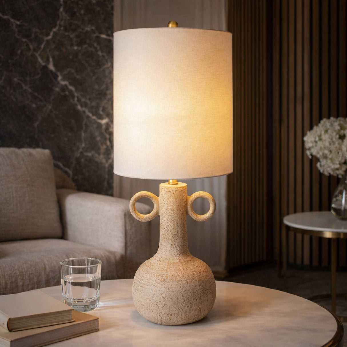 Modern European furniture - Beige Ceramic Accent Table Lamp - www.oroa.com