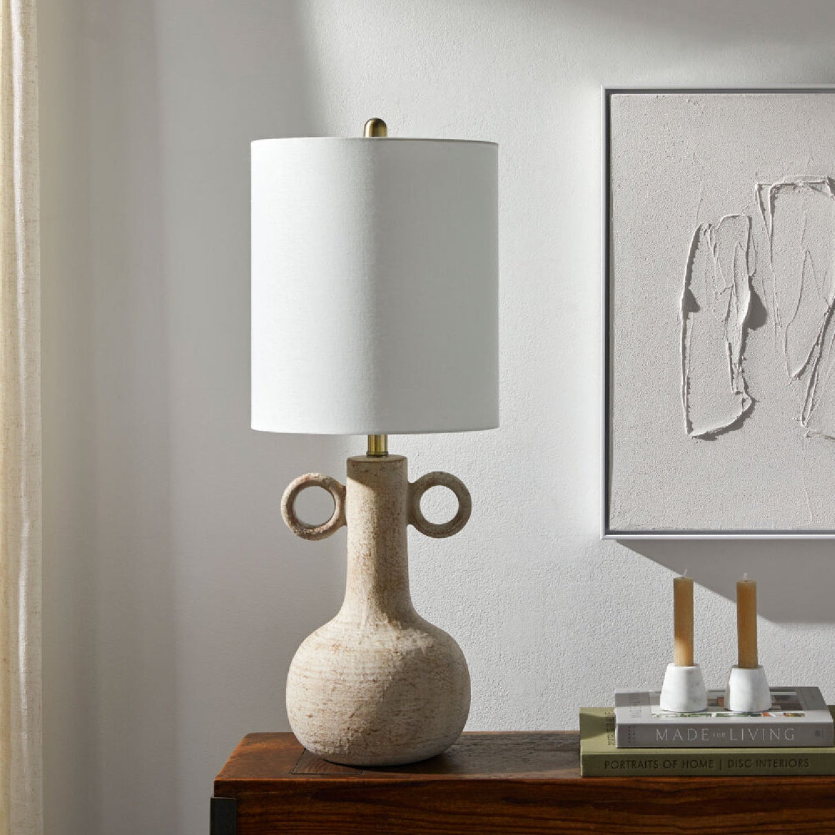 Modern European furniture - Beige Ceramic Accent Table Lamp - www.oroa.com