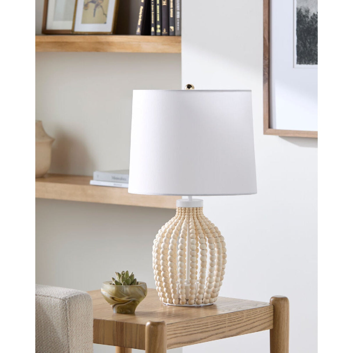 Modern European furniture - Wooden Beads Accent Table Lamp - www.oroa.com