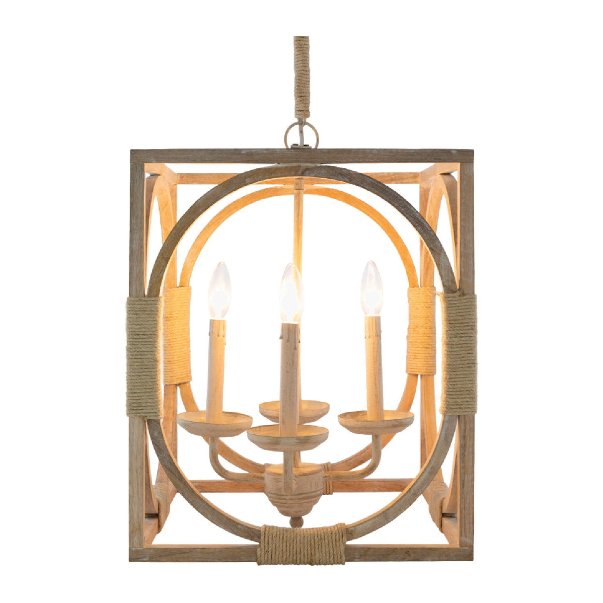 Modern European furniture - Whitewashed Wooden 4-Light Chandelier - www.oroa.com
