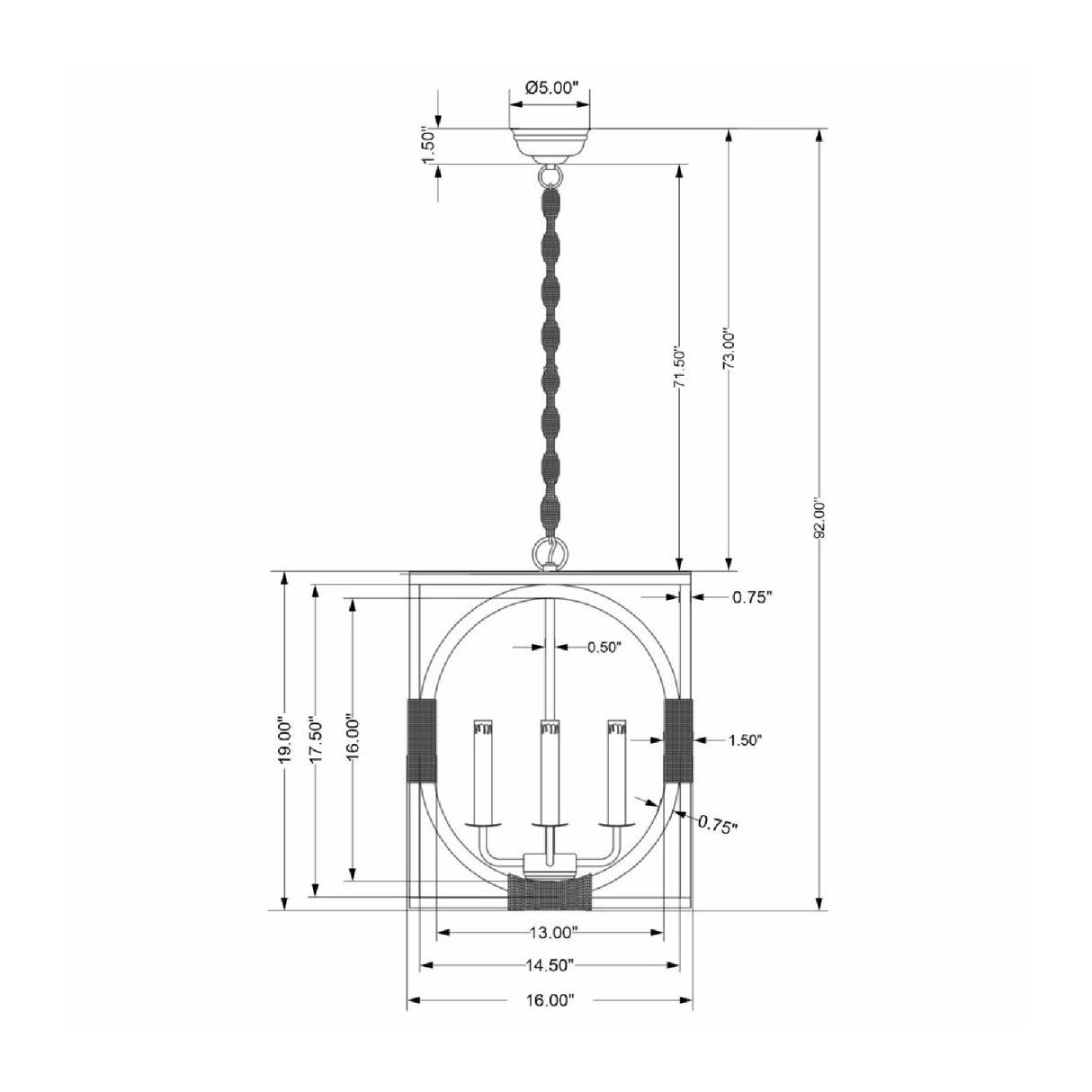 Whitewashed Wooden 4-Light Chandelier | Oroa.com