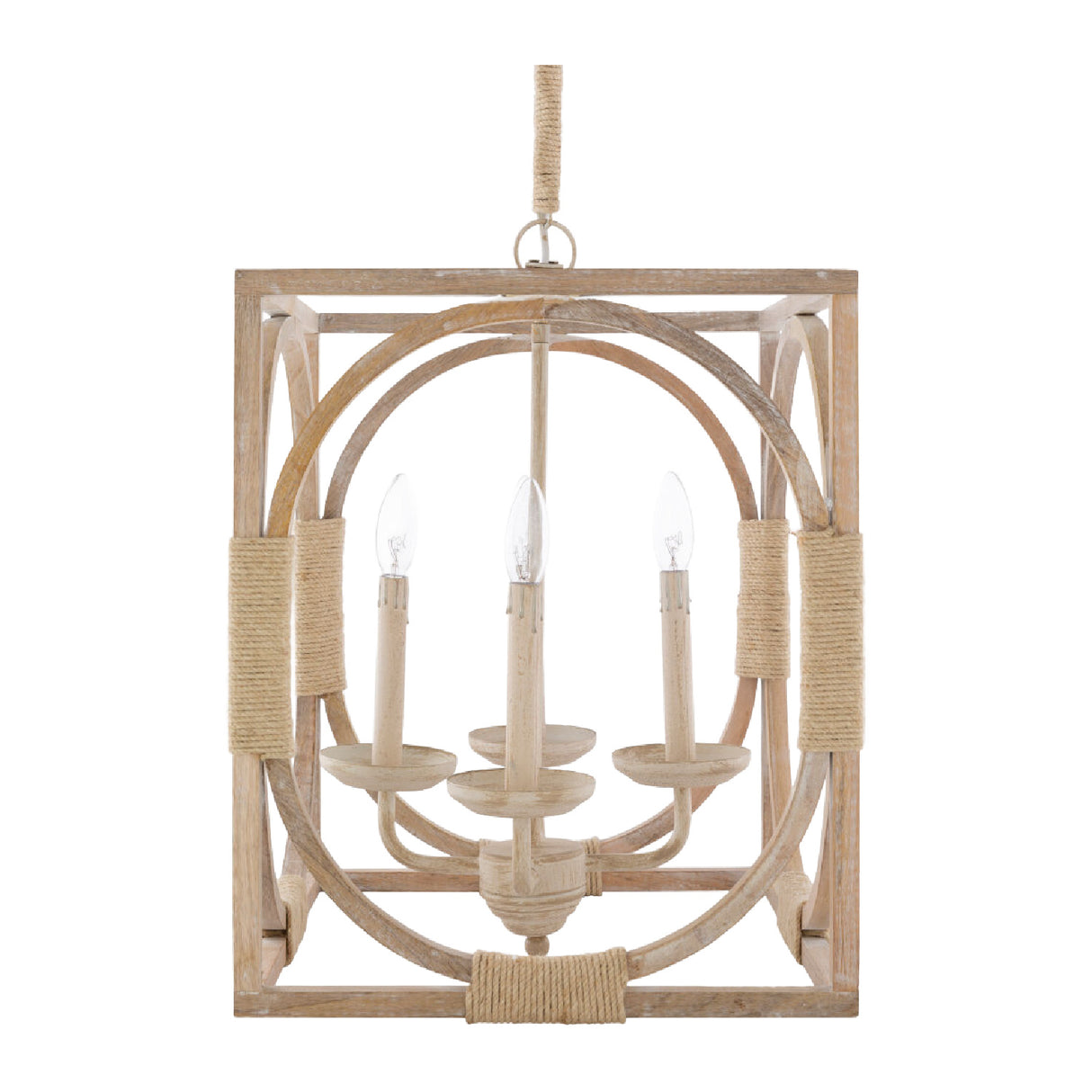 Whitewashed Wooden 4-Light Chandelier | Oroa.com