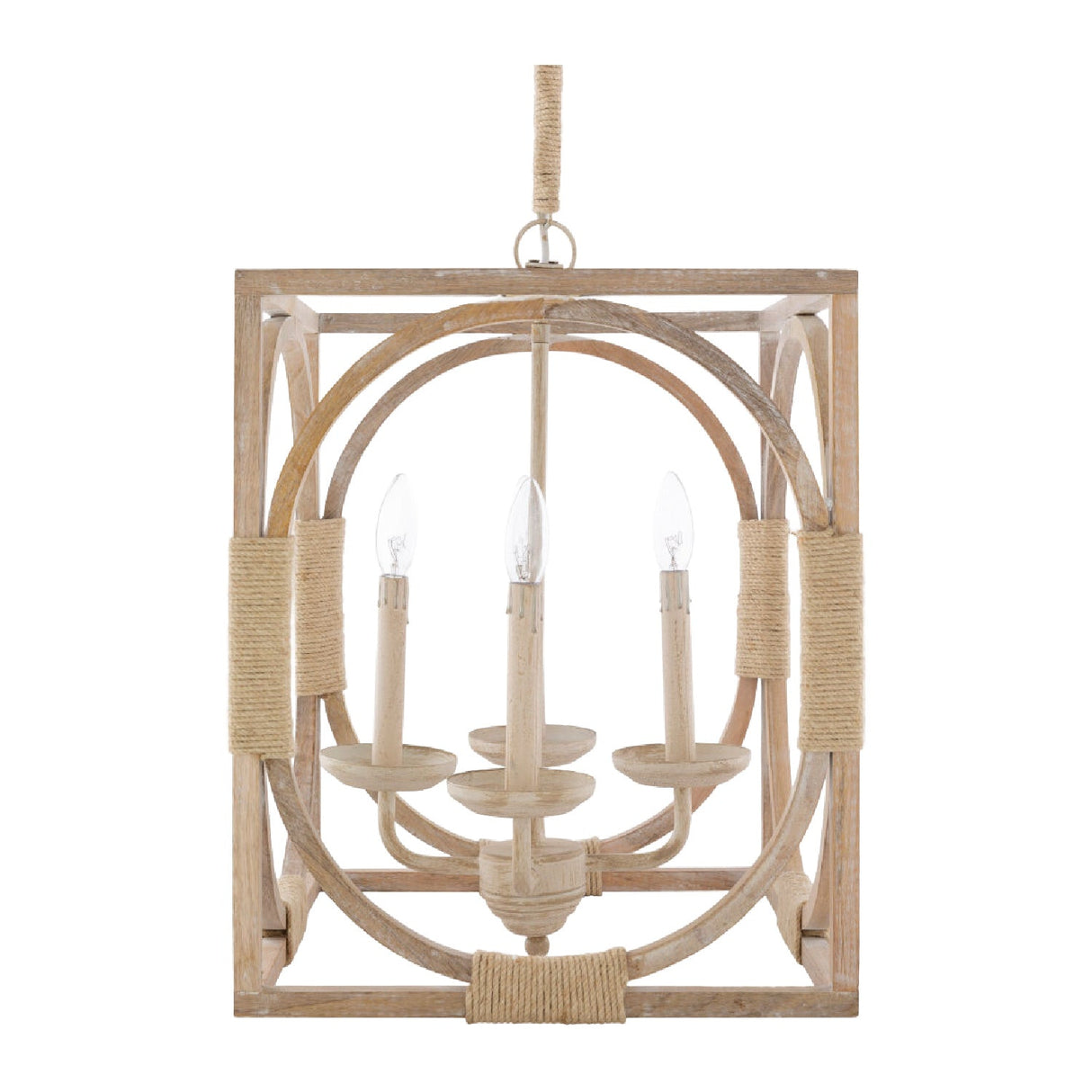 Modern European furniture - Whitewashed Wooden 4-Light Chandelier - www.oroa.com