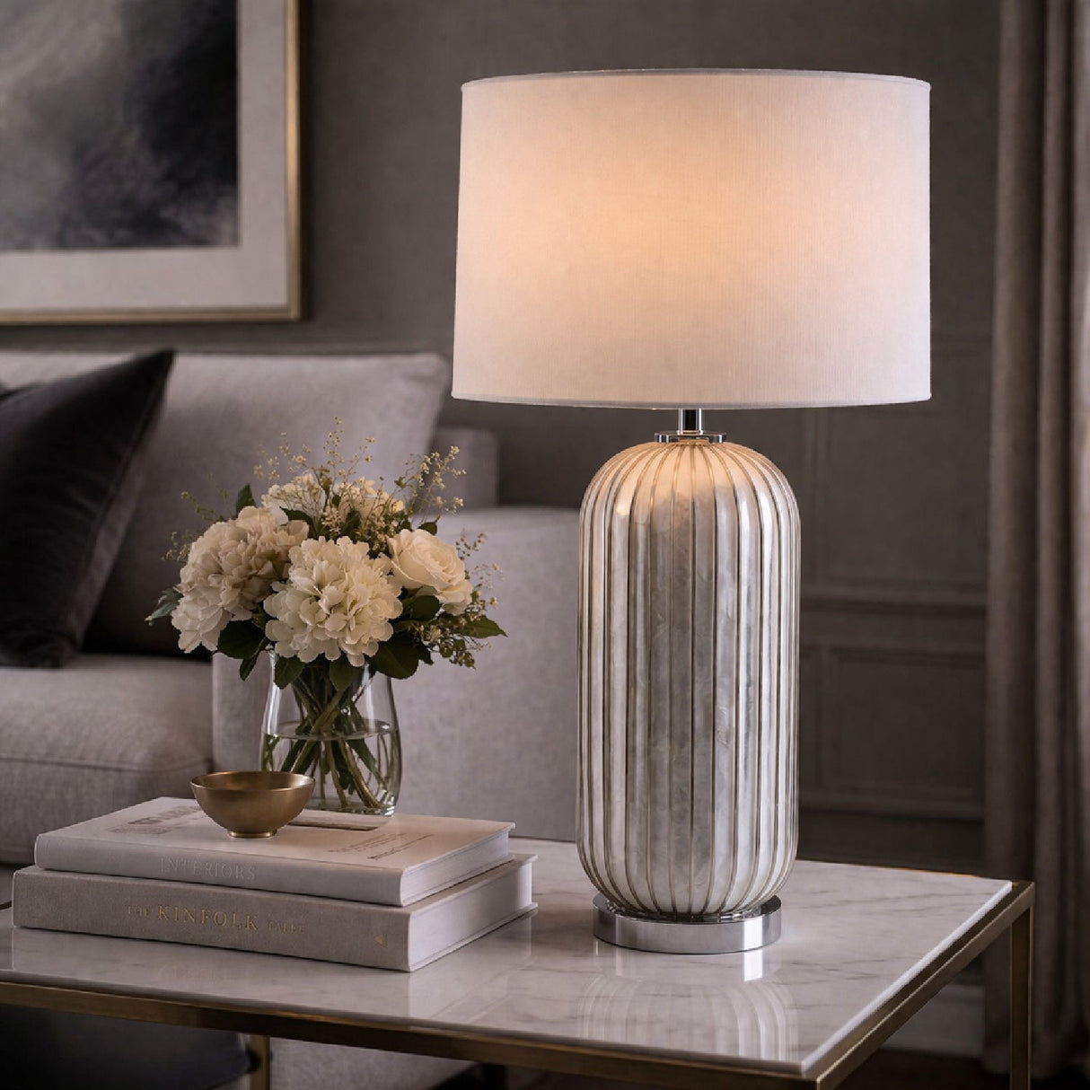 Modern European furniture - White Shell Accent Table Lamp - www.oroa.com