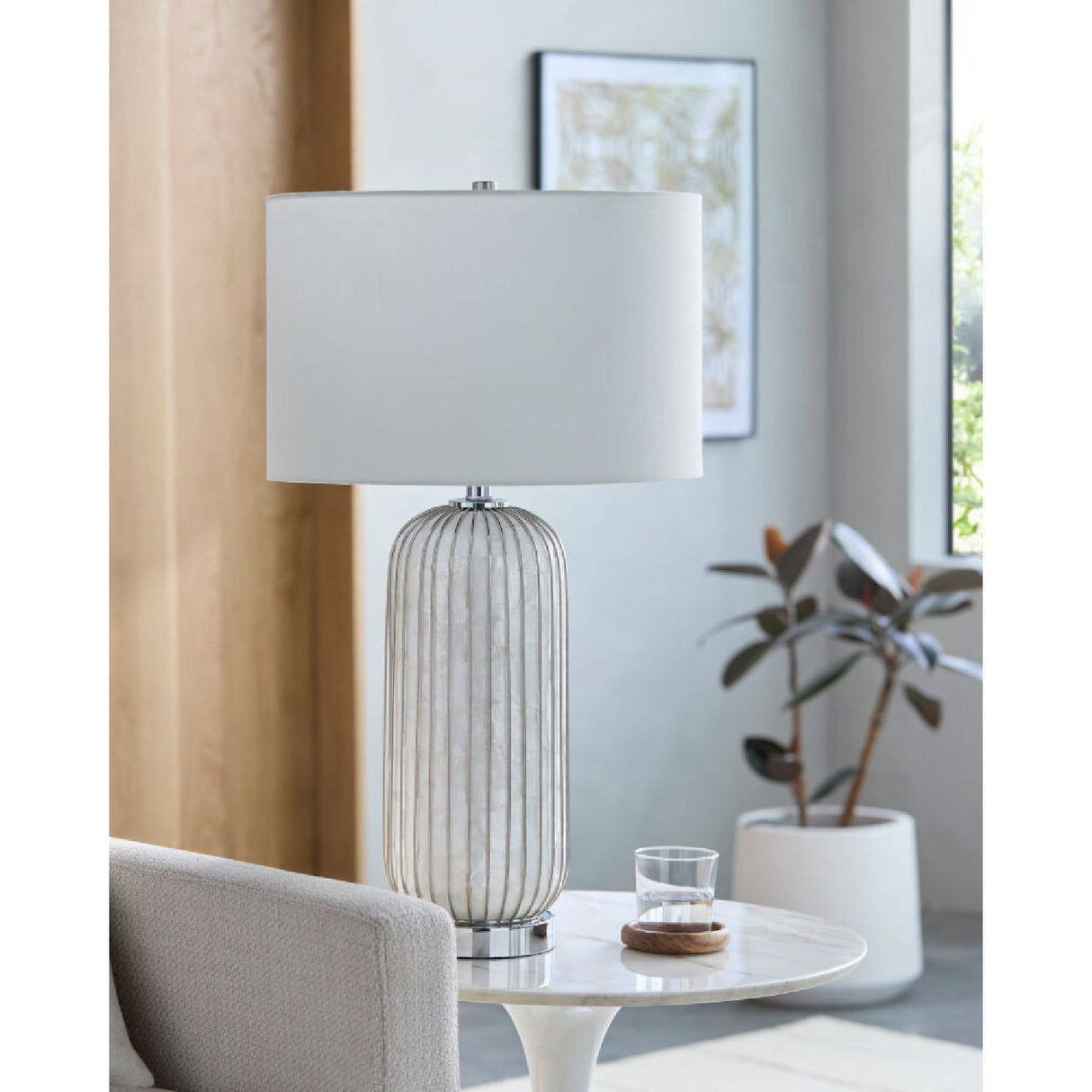 Modern European furniture - White Shell Accent Table Lamp - www.oroa.com