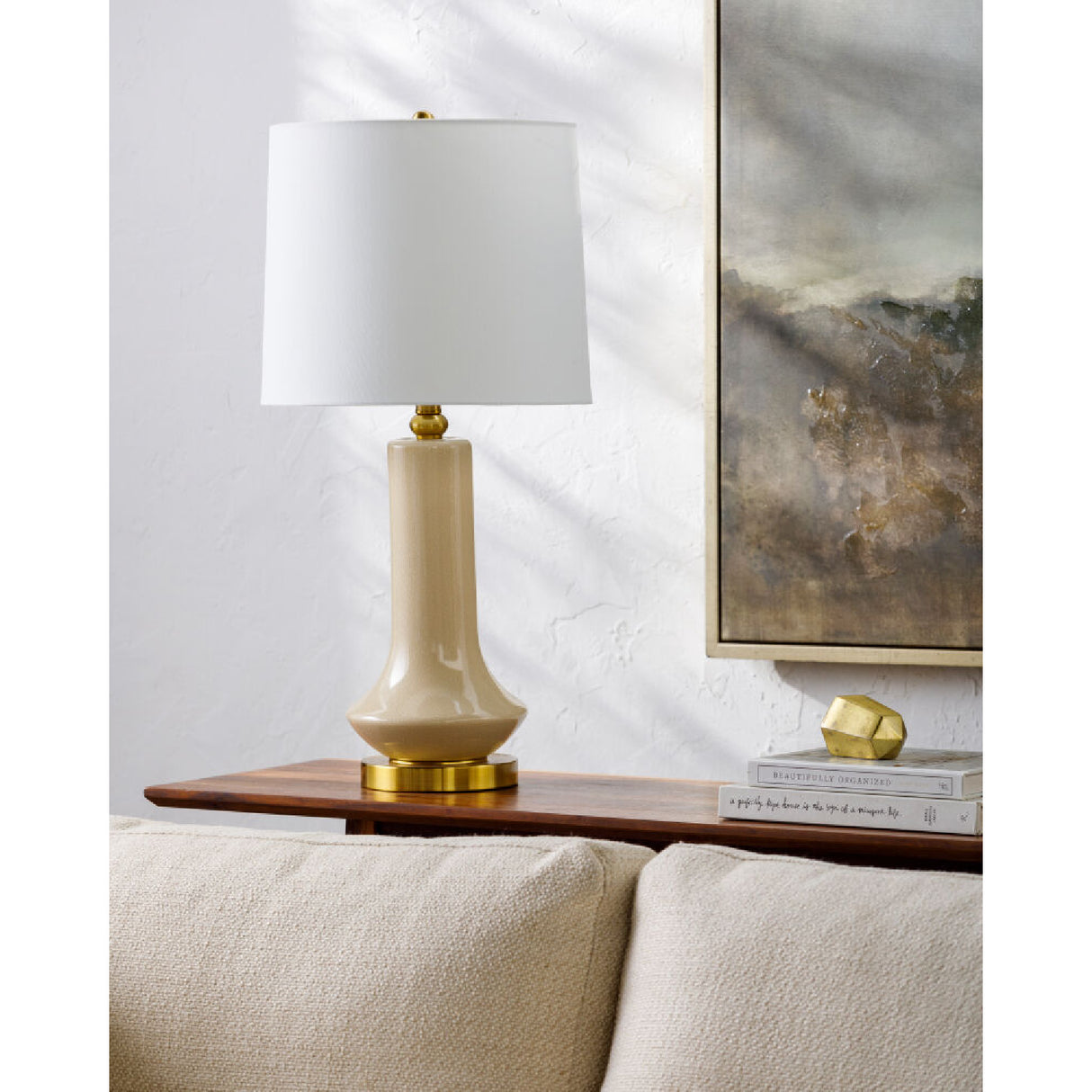 Modern European furniture - Distressed Cream Ceramic Table Lamp - www.oroa.com