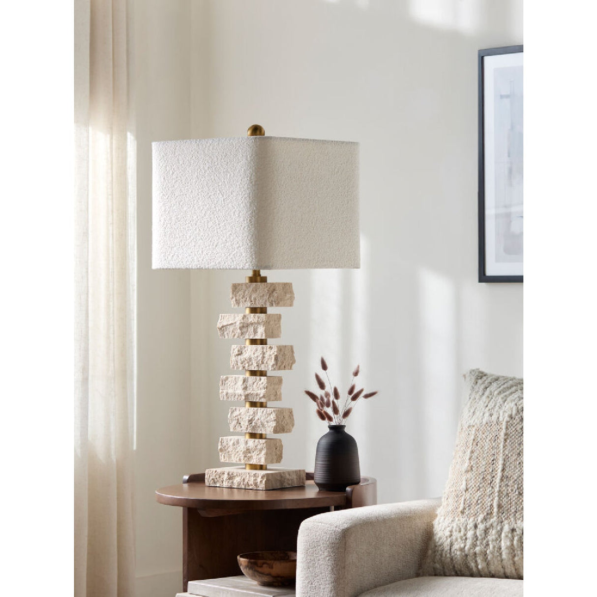 Modern European furniture - Organic Marble Stacked Table Lamp - www.oroa.com