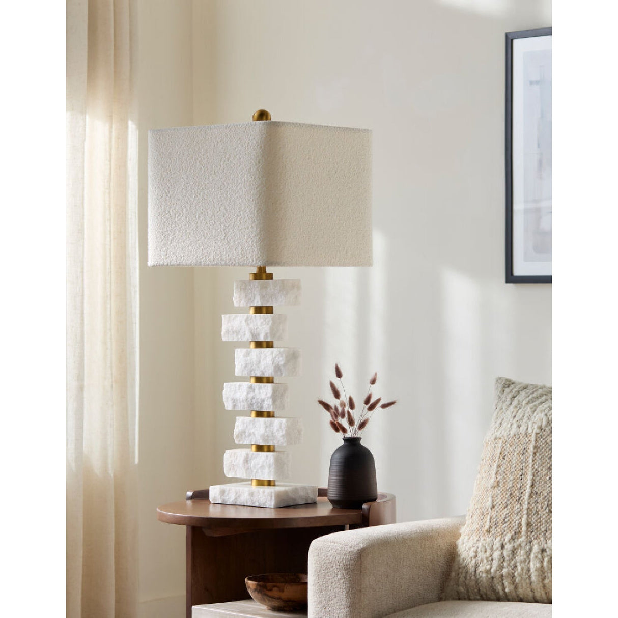 Modern European furniture - Organic Marble Stacked Table Lamp - www.oroa.com