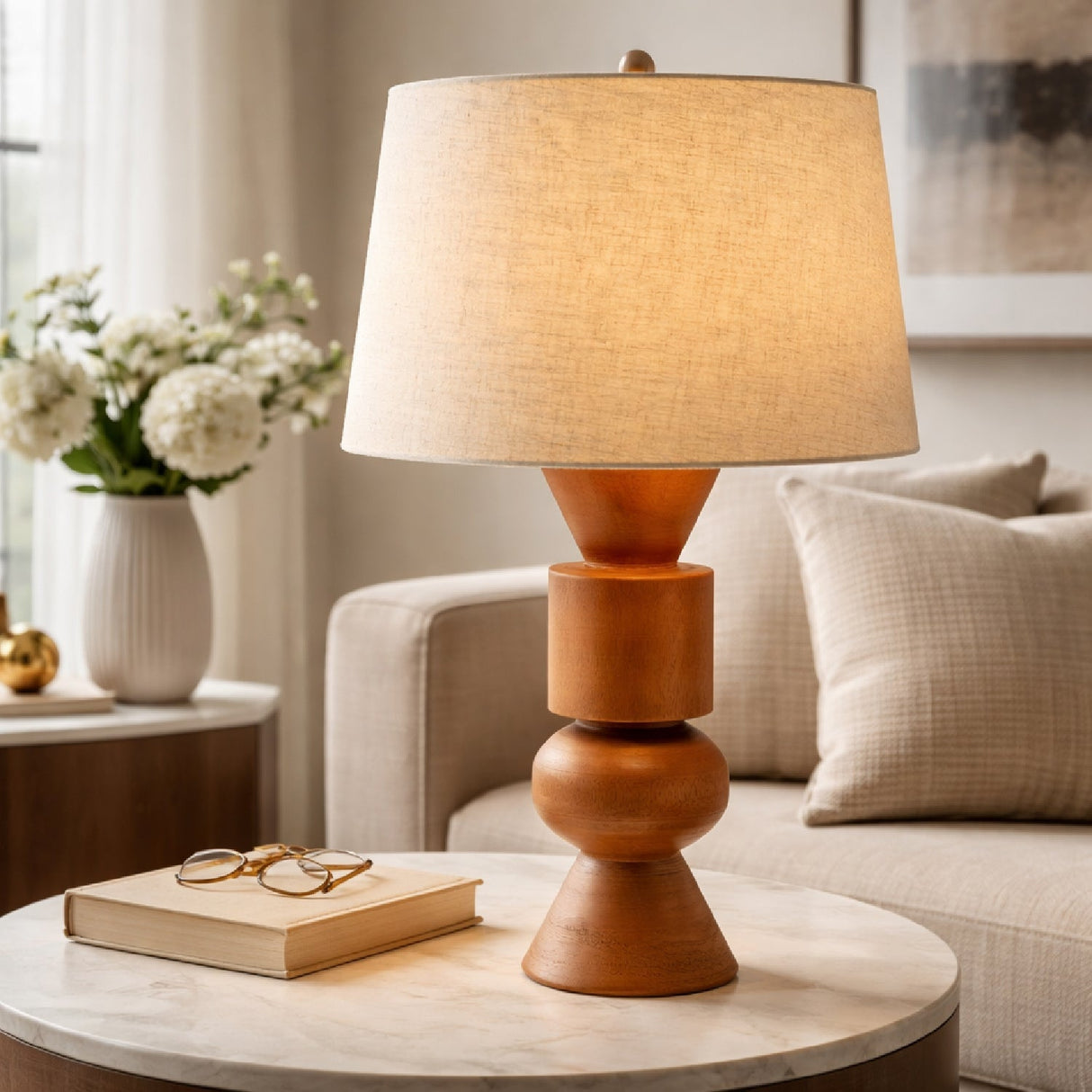 Modern European furniture - Brown Geometrical Accent Table Lamp - www.oroa.com