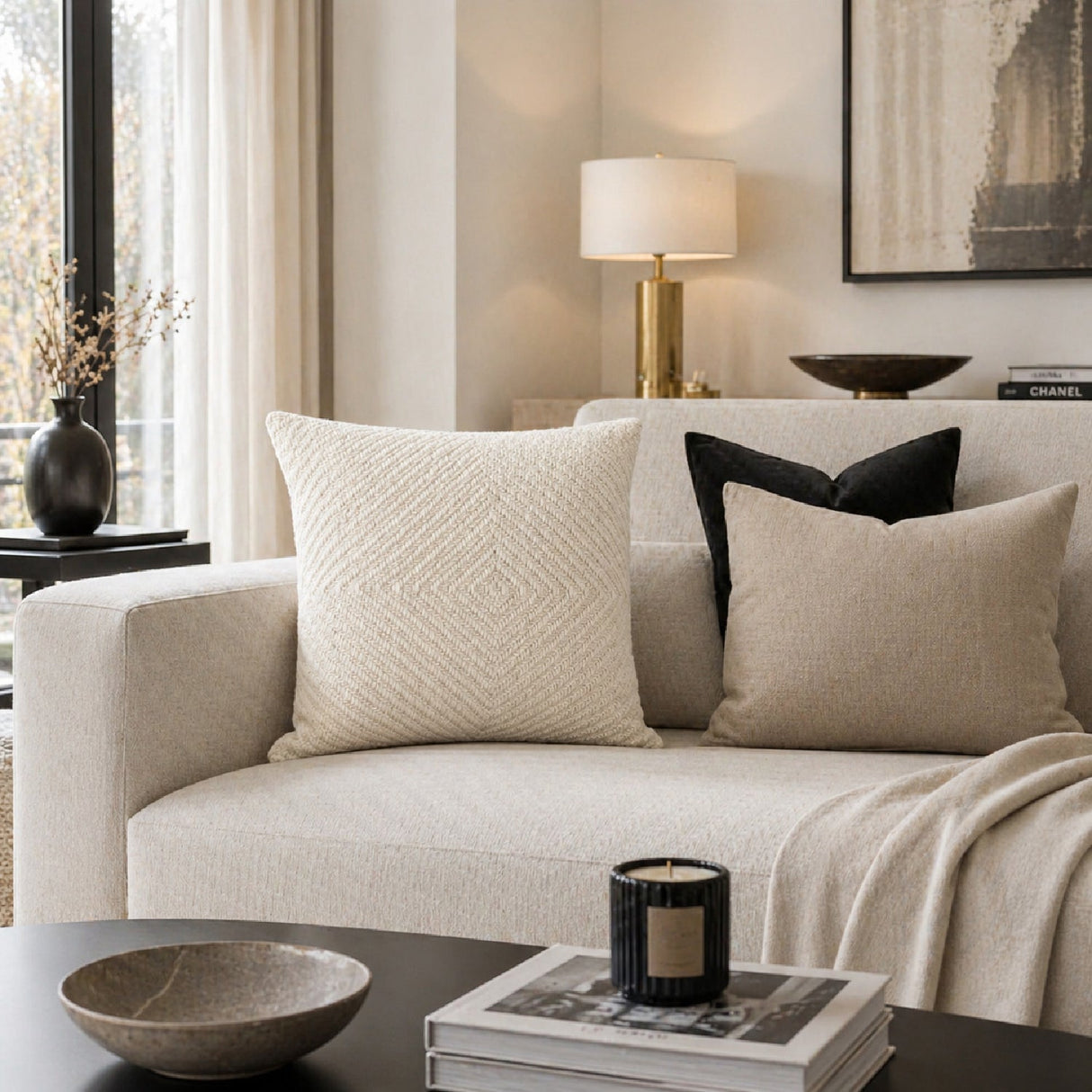 Modern European furniture - Beige Woven Down Insert Pillow - www.oroa.com