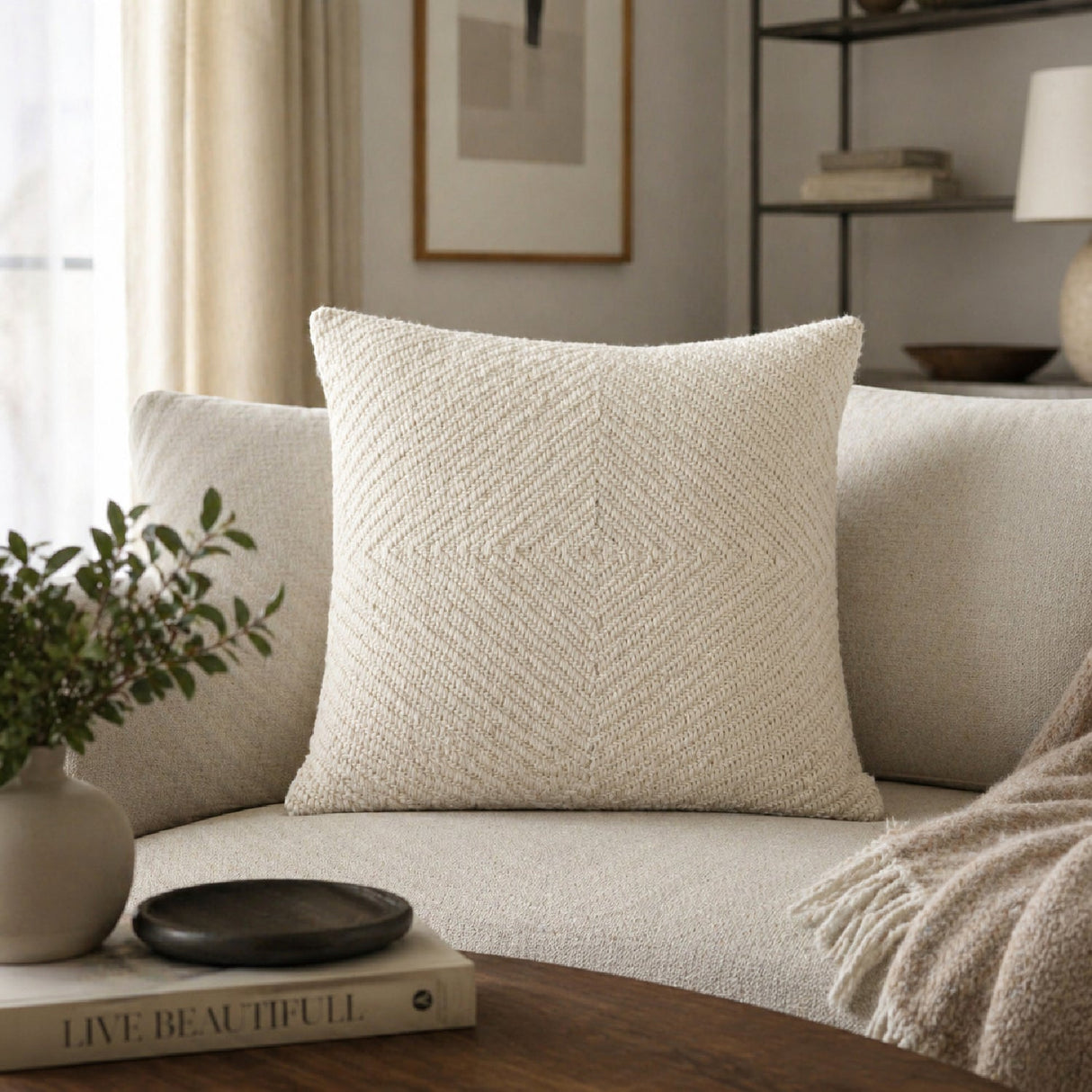 Modern European furniture - Beige Woven Yarn Pillow - www.oroa.com