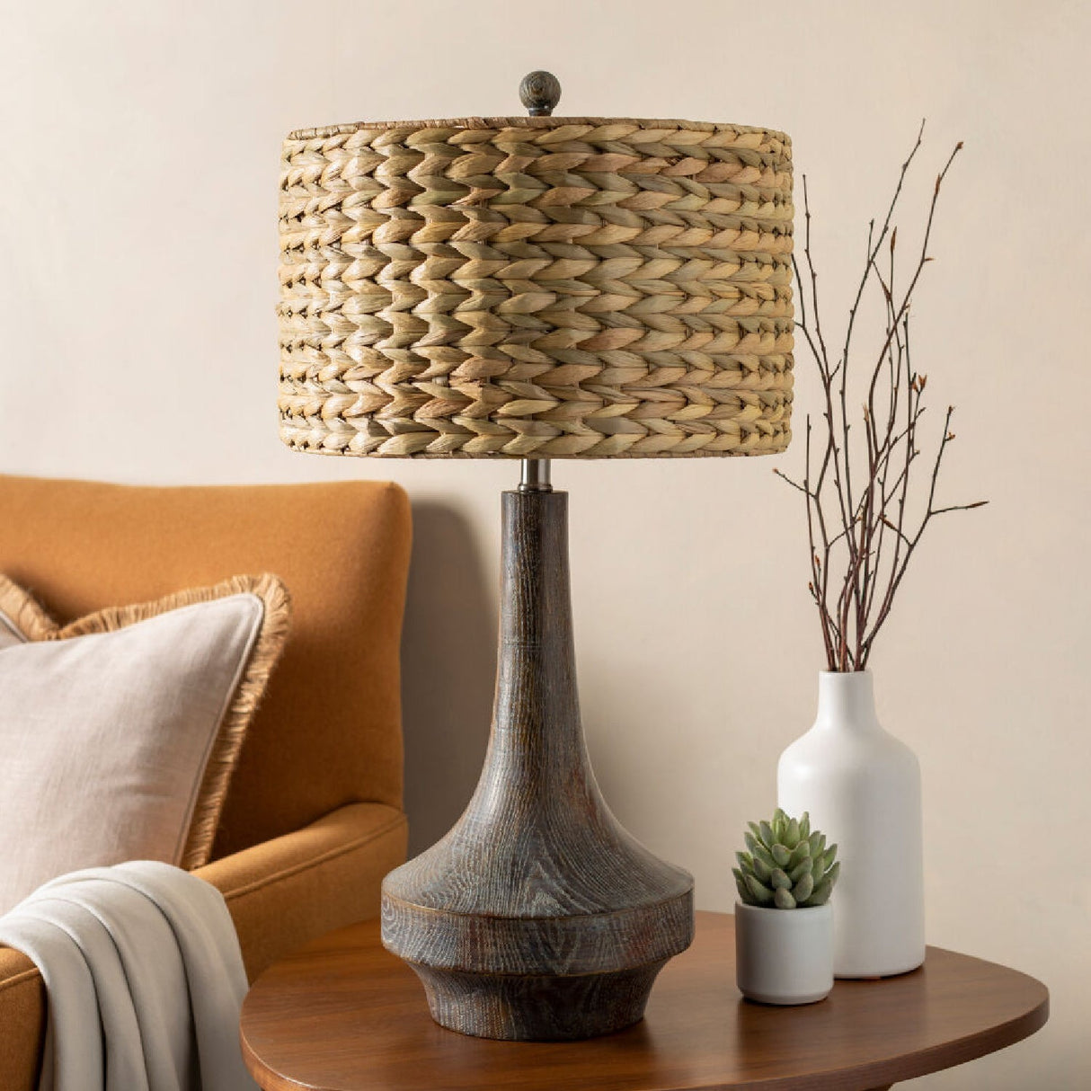 Modern European furniture - Braided Natural Seagrass Table Lamp - www.oroa.com