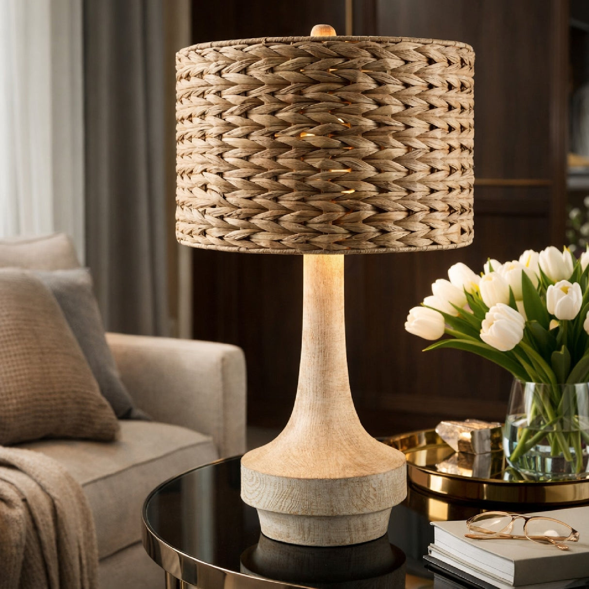 Modern European furniture - Braided Shade Accent Table Lamp - www.oroa.com