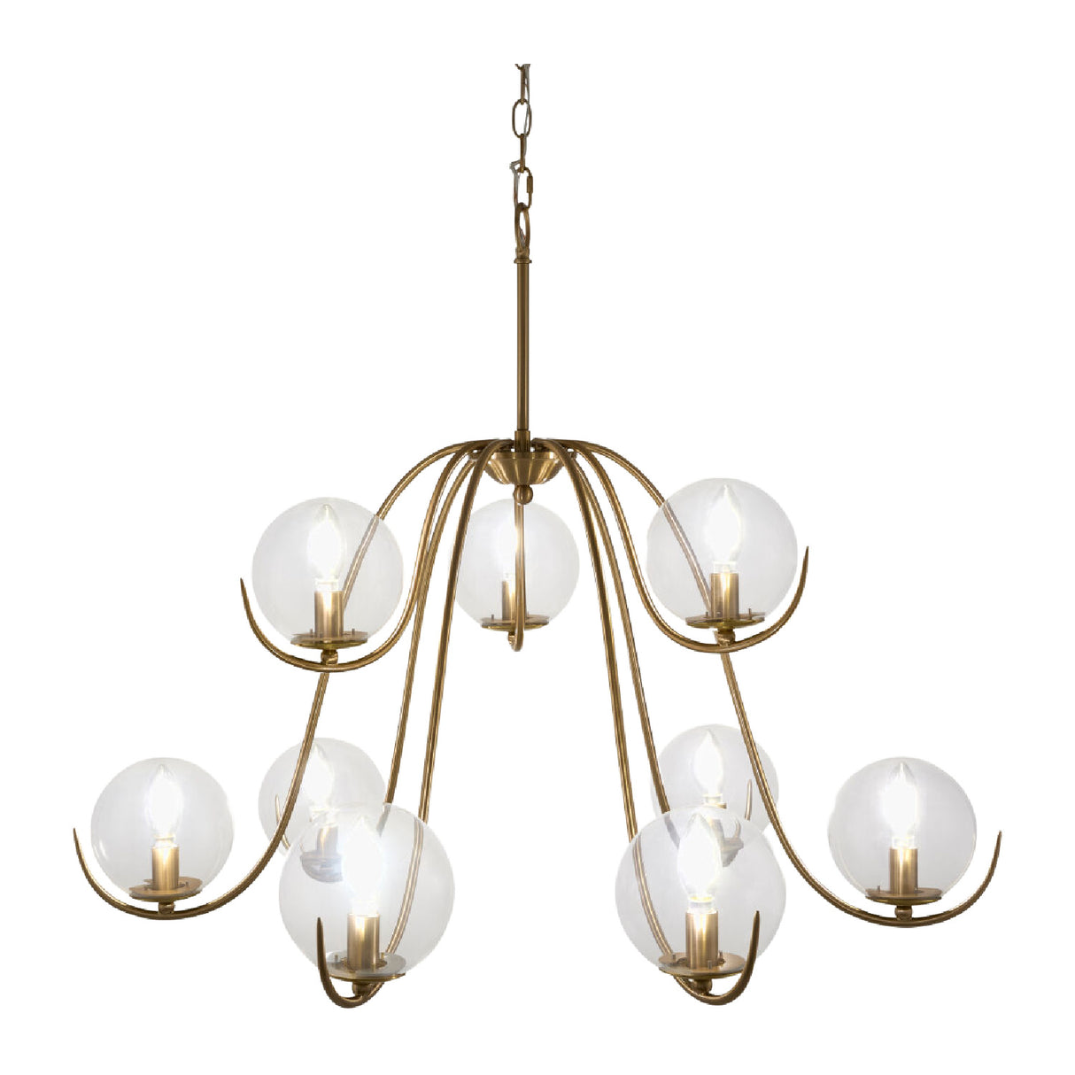Modern European furniture - Clear Glass Orbs 9-Light Chandelier - www.oroa.com