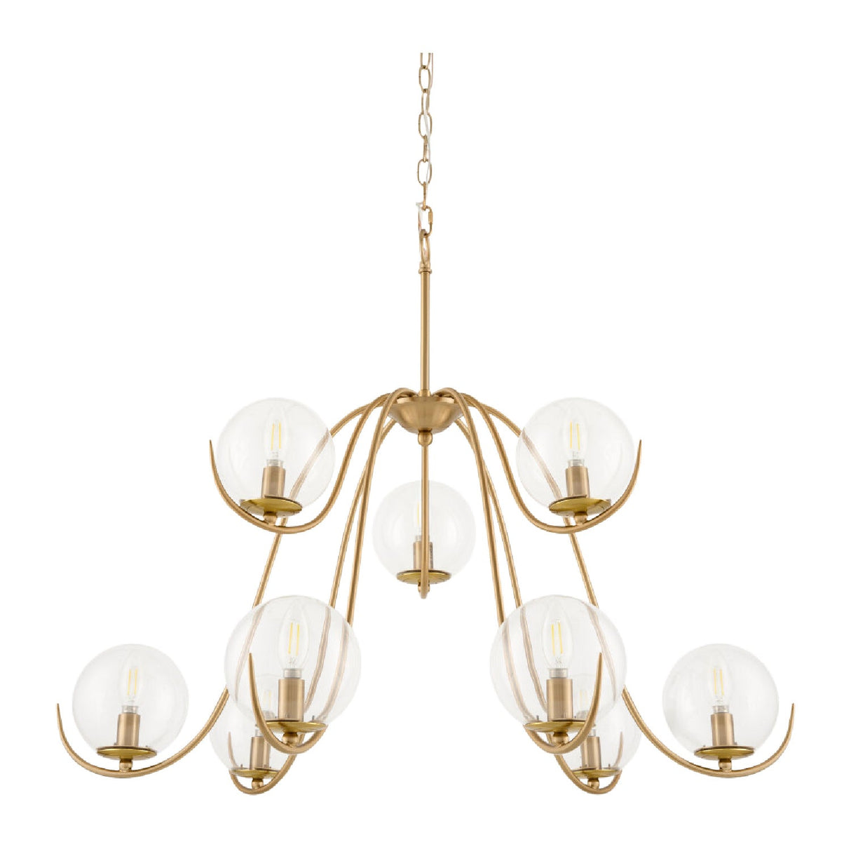 Modern European furniture - Clear Glass Orbs 9-Light Chandelier - www.oroa.com