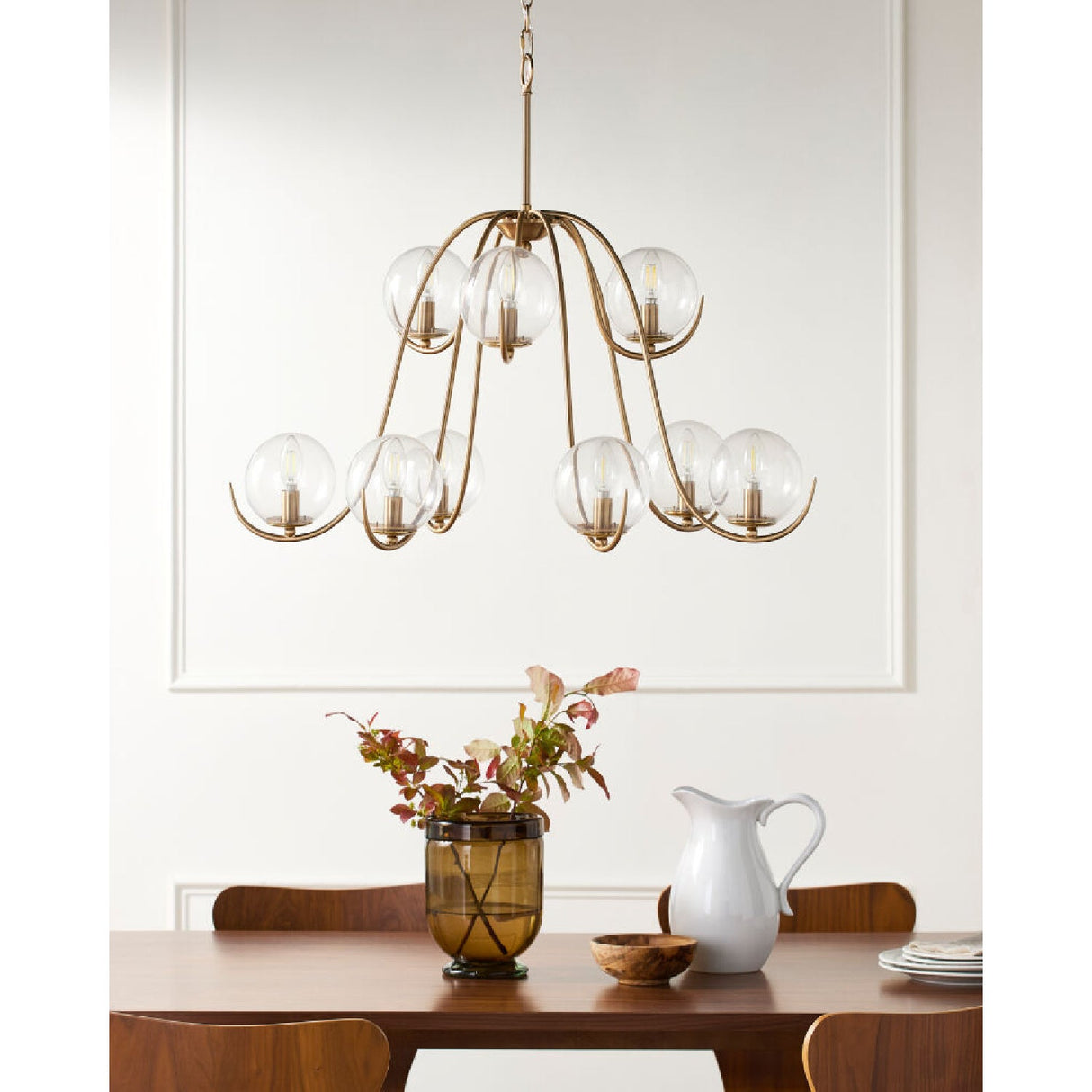 Modern European furniture - Clear Glass Orbs 9-Light Chandelier - www.oroa.com