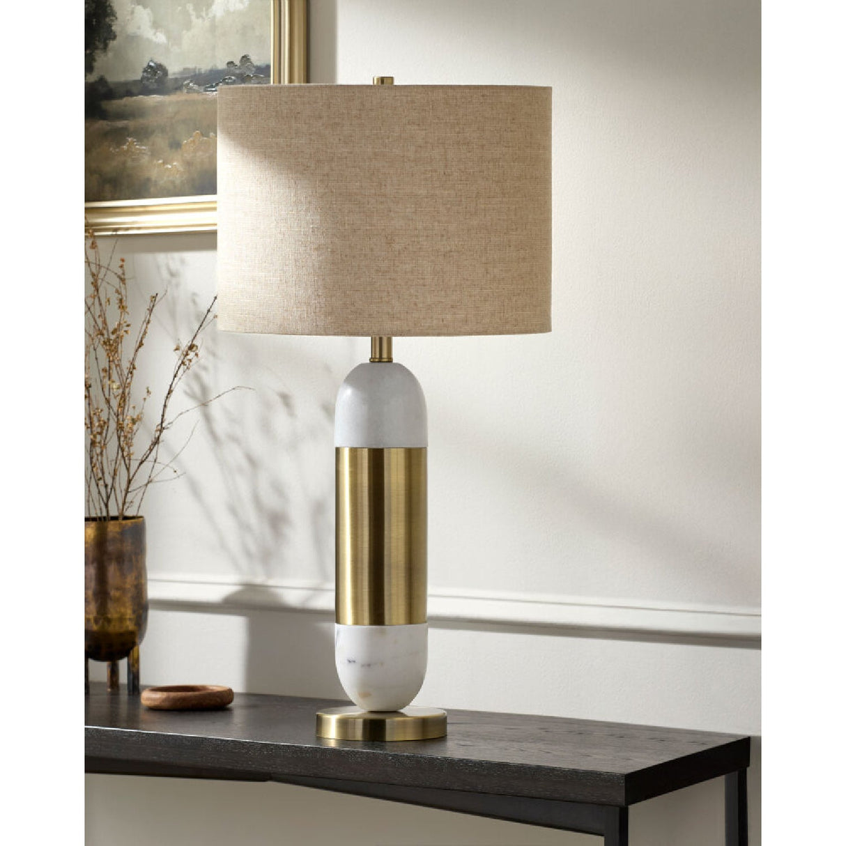 Modern European furniture - Gold Wrapped Marble Table Lamp - www.oroa.com
