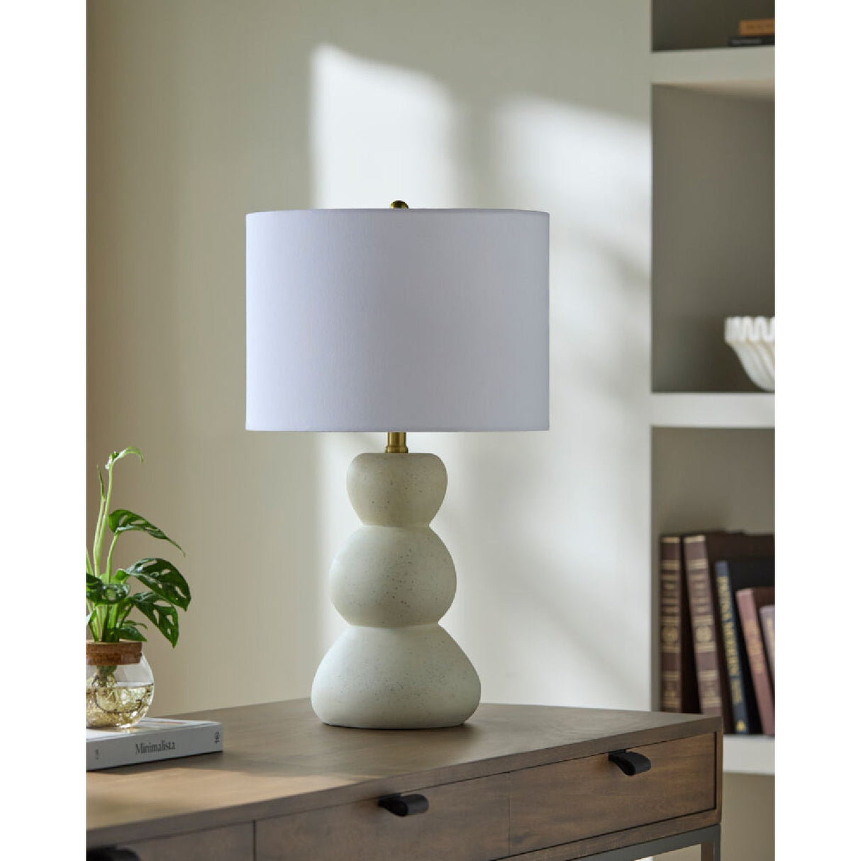 Modern European furniture - White Linen Modern Table Lamp - www.oroa.com