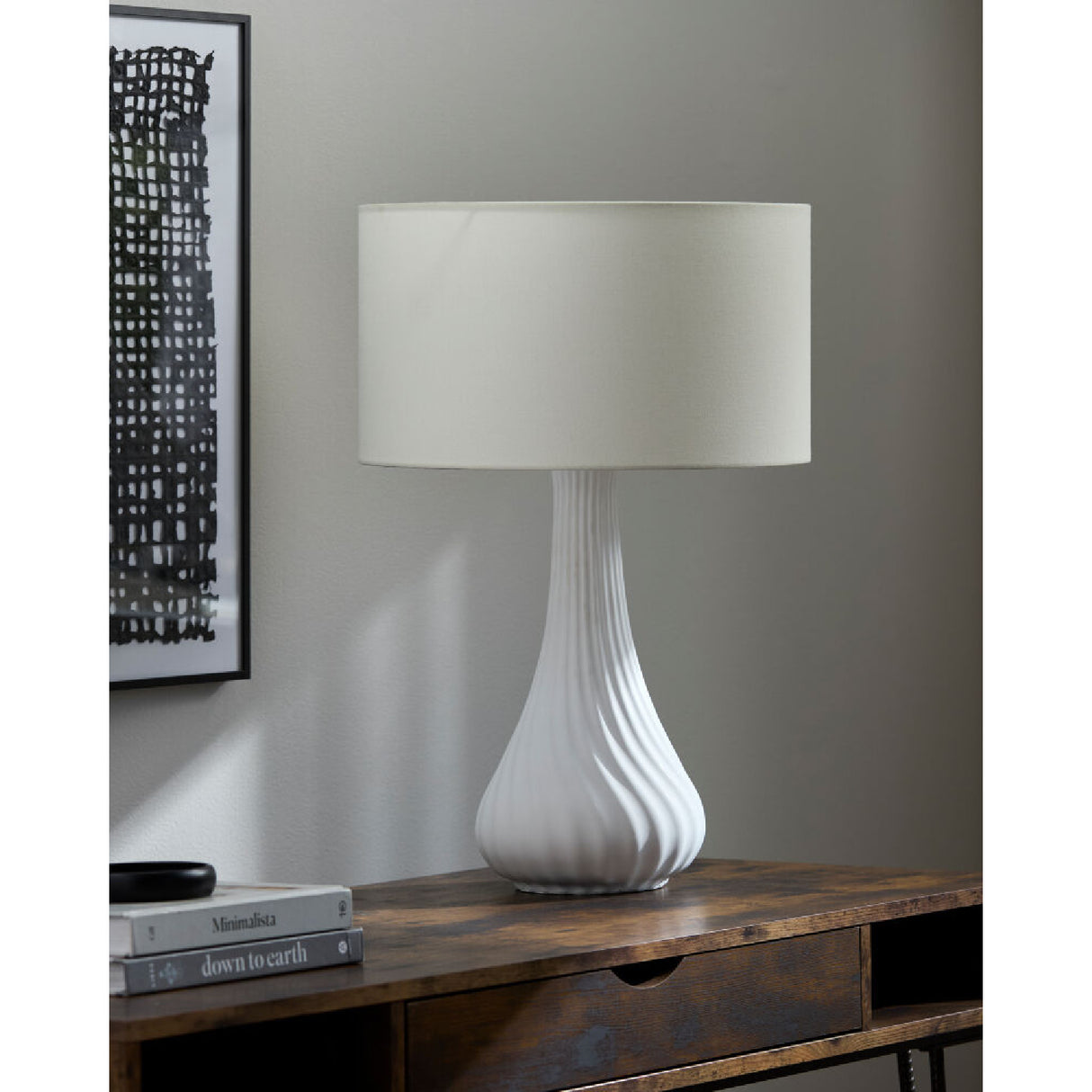 Modern European furniture - White Concrete Linen Table Lamp - www.oroa.com