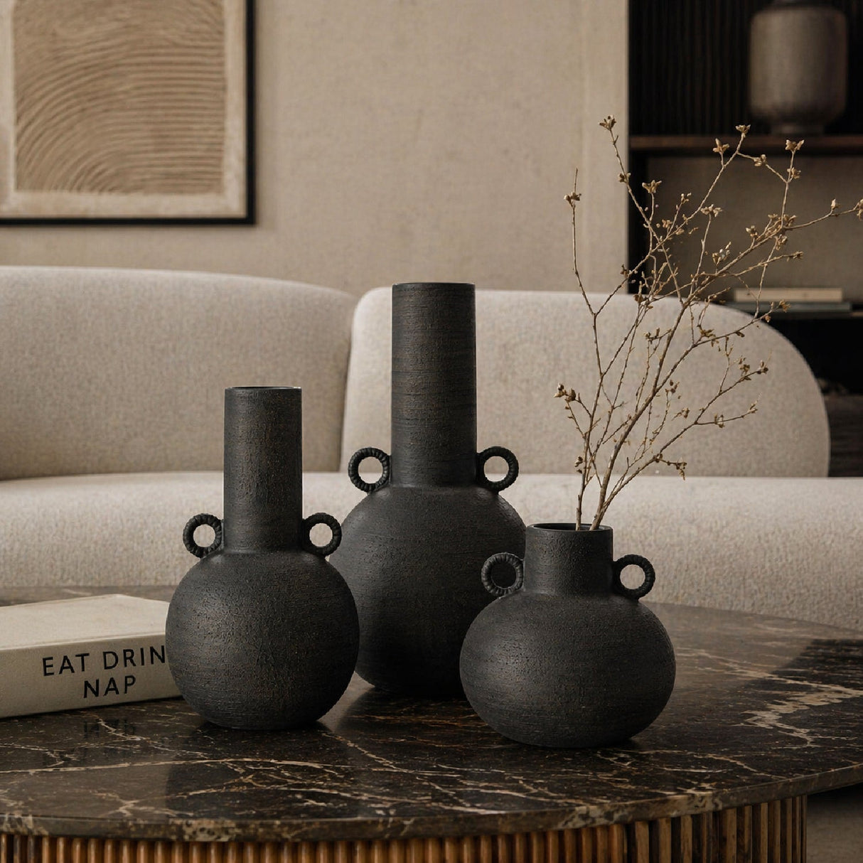 Modern European furniture - Long-Necked Ceramic Vases (3) - www.oroa.com