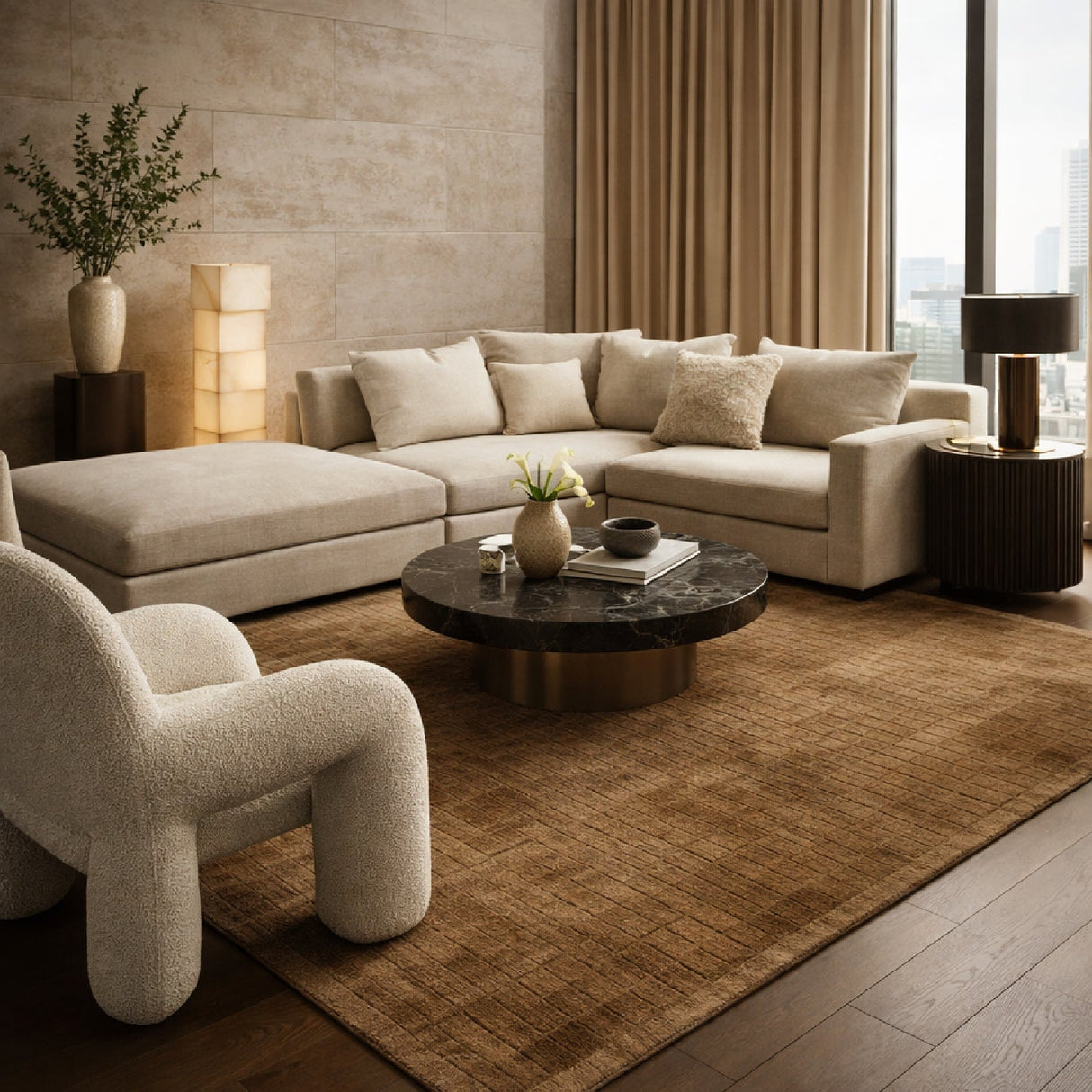 Modern furniture - Hand-Loomed Square Pattern Carpet - www.oroa.com