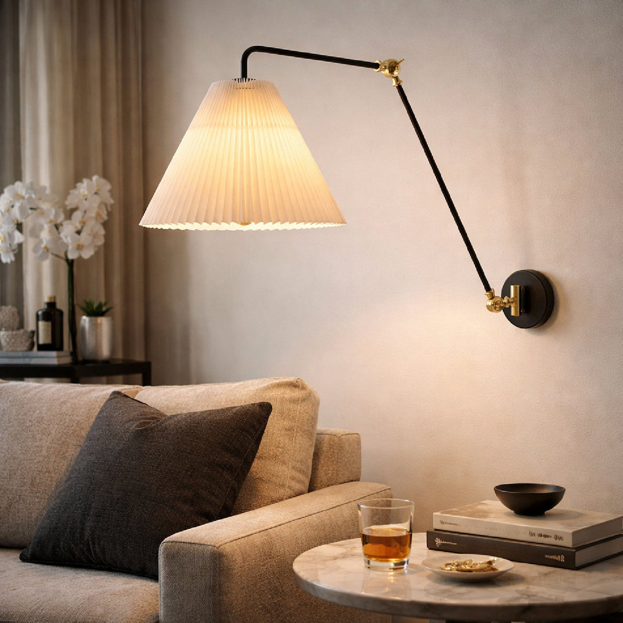 Modern European furniture - White Pleated Shade Wall Lamp - www.oroa.com