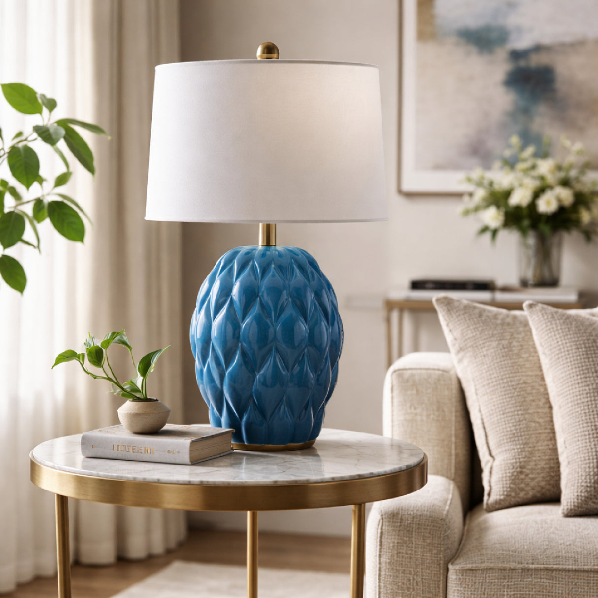 Modern European furniture - Reliefed Ceramic Accent Table Lamp - www.oroa.com