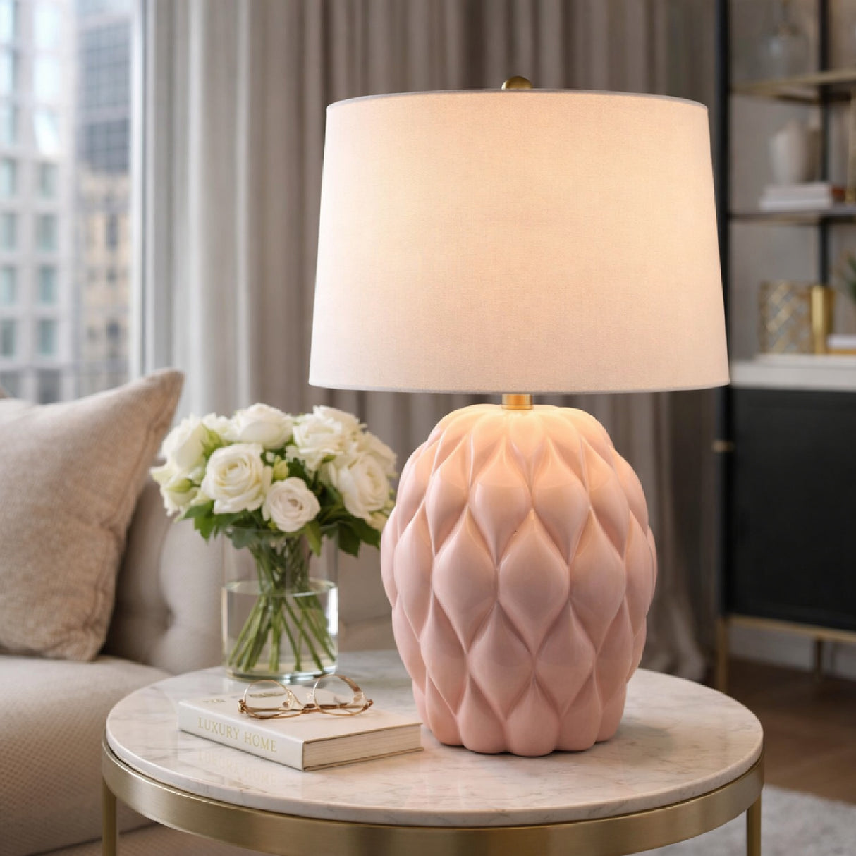 Modern European furniture - Reliefed Ceramic Accent Table Lamp - www.oroa.com