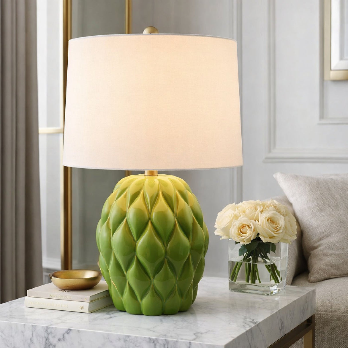 Modern European furniture - Reliefed Ceramic Accent Table Lamp - www.oroa.com