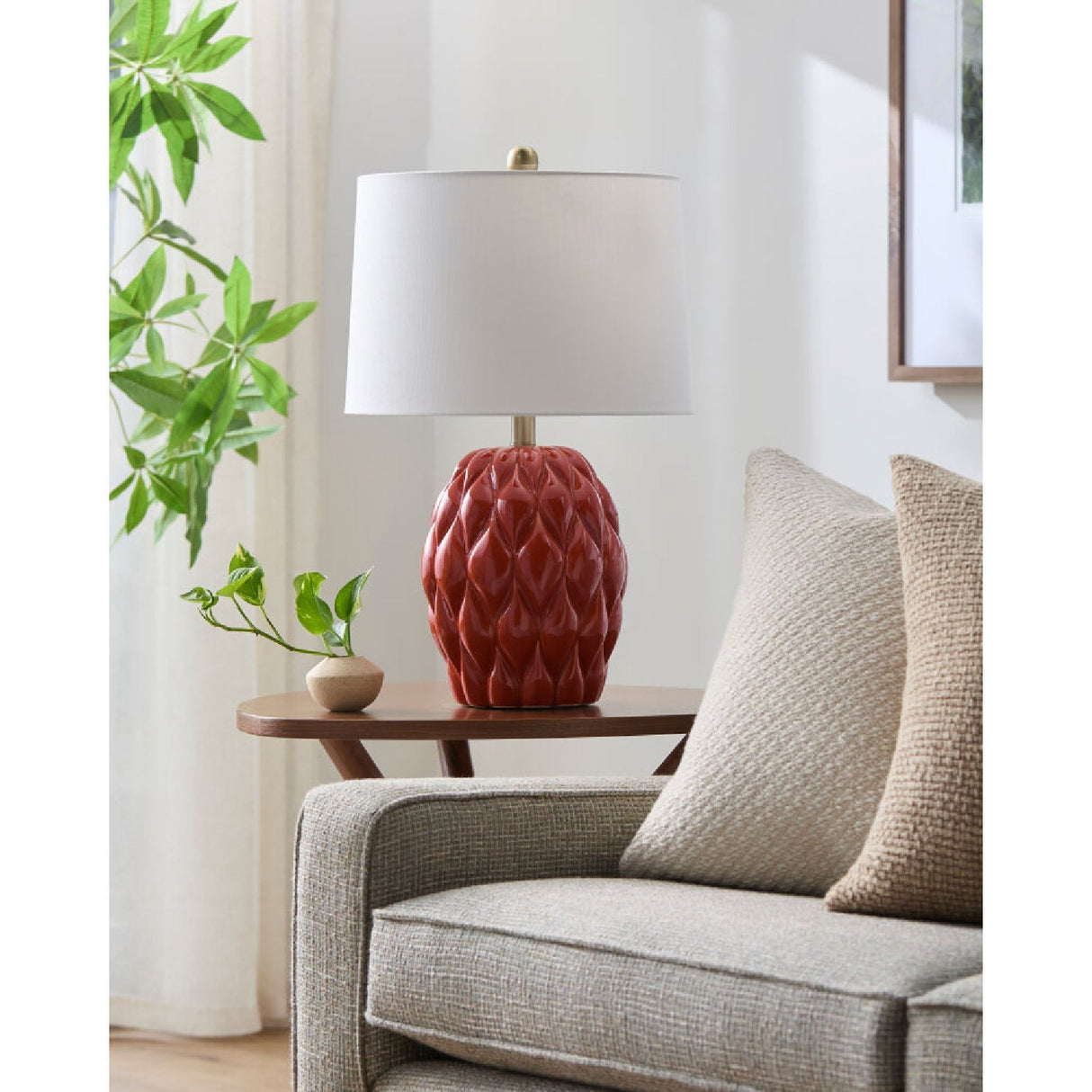 Modern European furniture - Reliefed Ceramic Accent Table Lamp - www.oroa.com