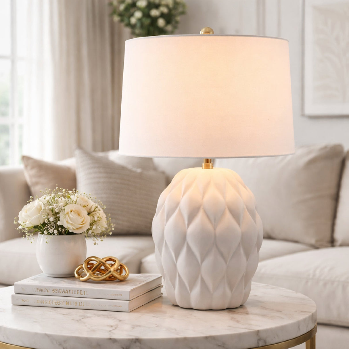 Modern European furniture - Reliefed Ceramic Accent Table Lamp - www.oroa.com