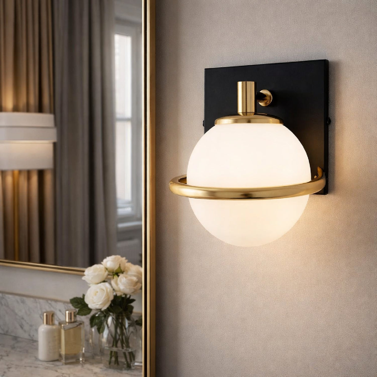 Modern European furniture - Gold Ring Glass Wall Lamp - www.oroa.com