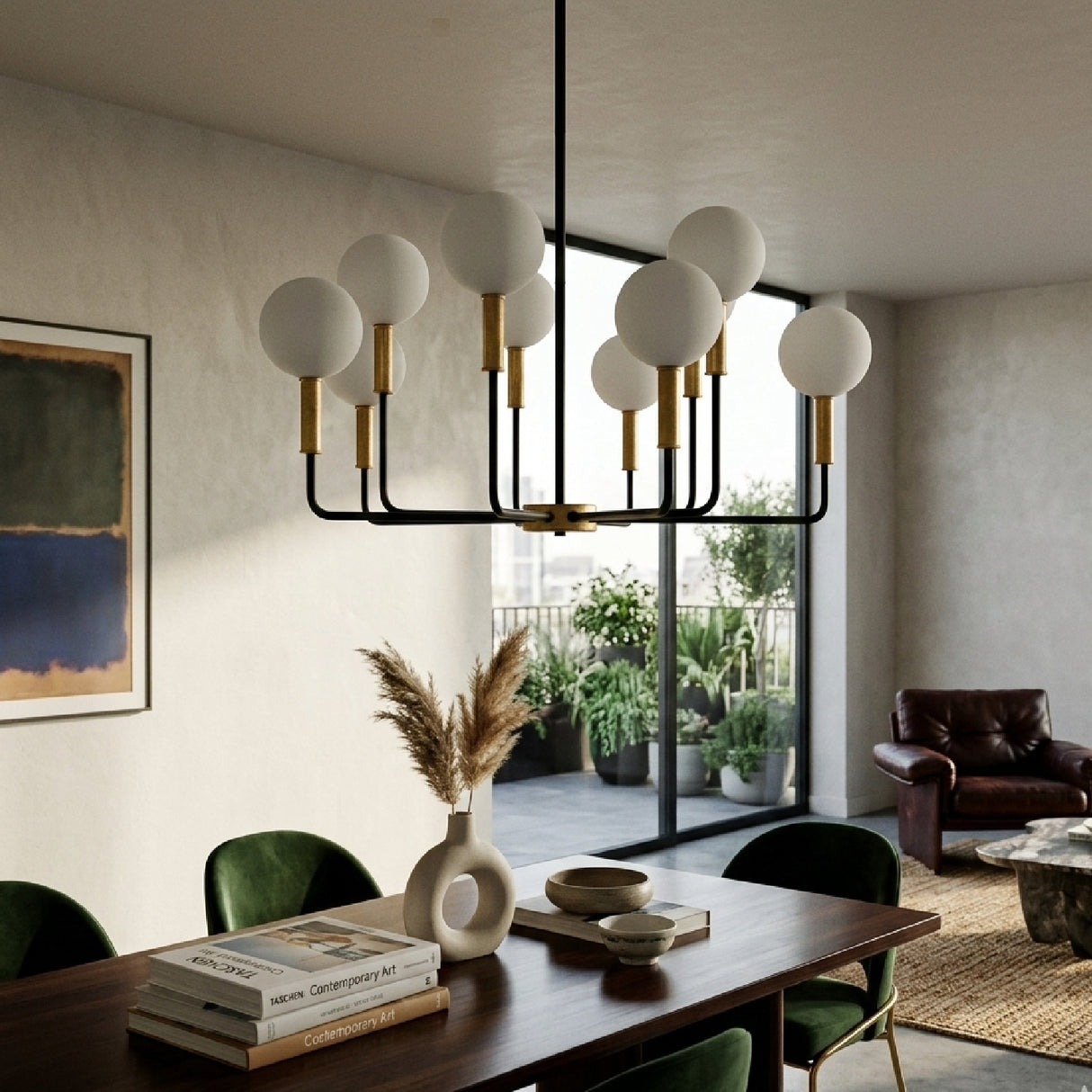 10-Light White Glass Chandelier | Oroa.com