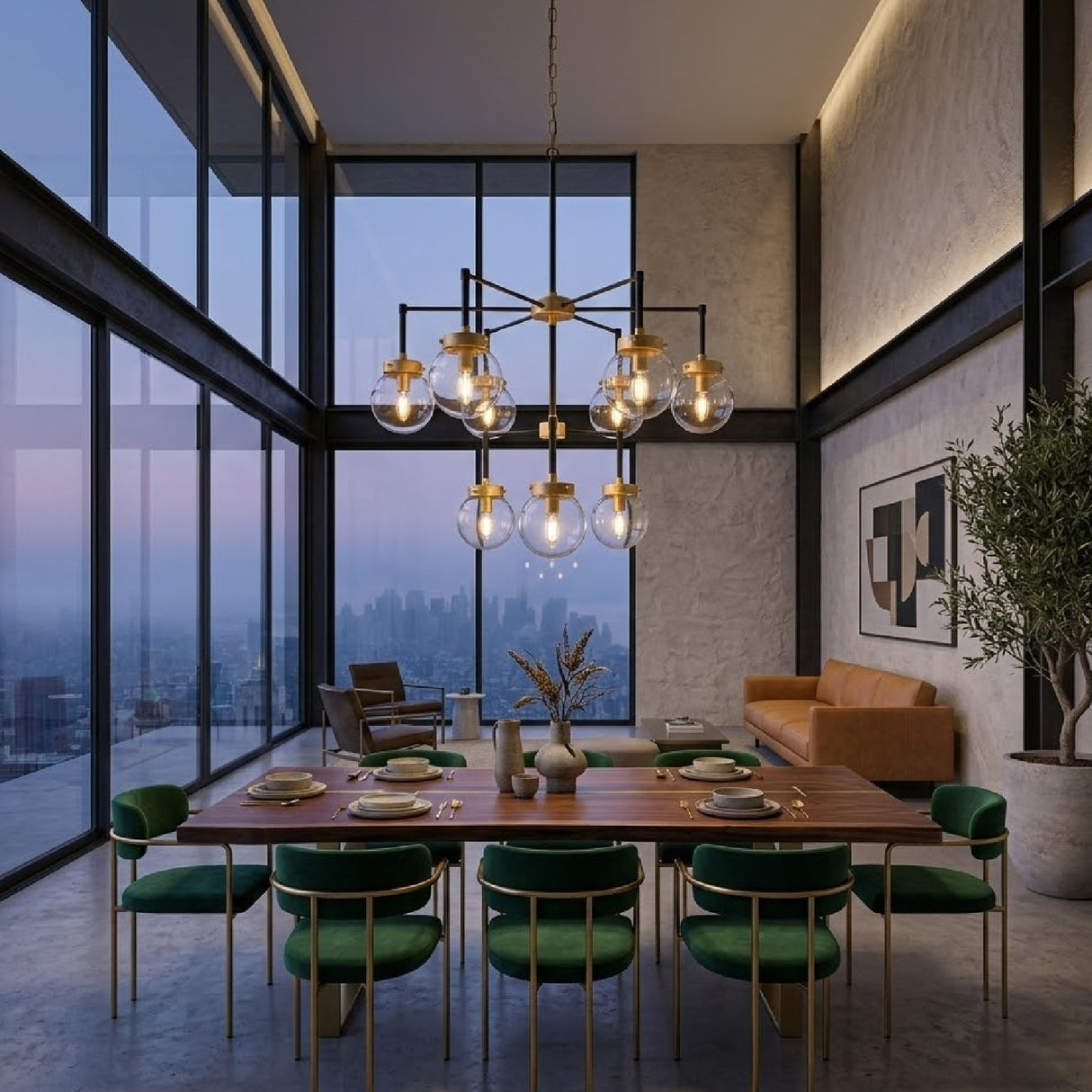 9-Light Clear Glass Chandelier | Oroa.com