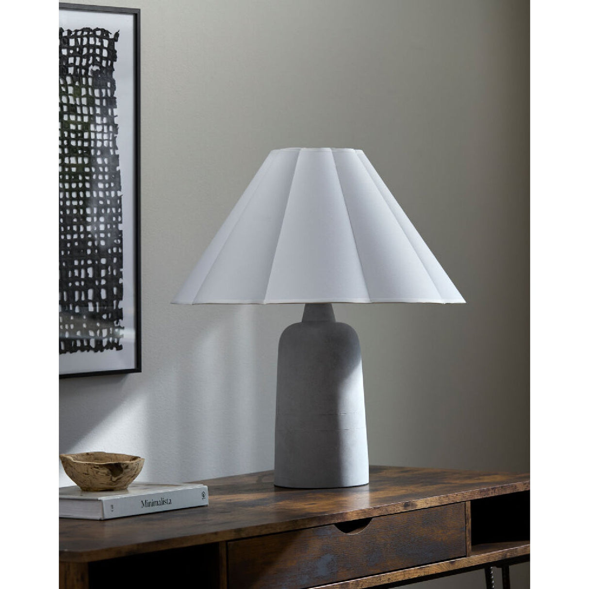 Modern European furniture - White Cotton Concrete Table Lamp - www.oroa.com