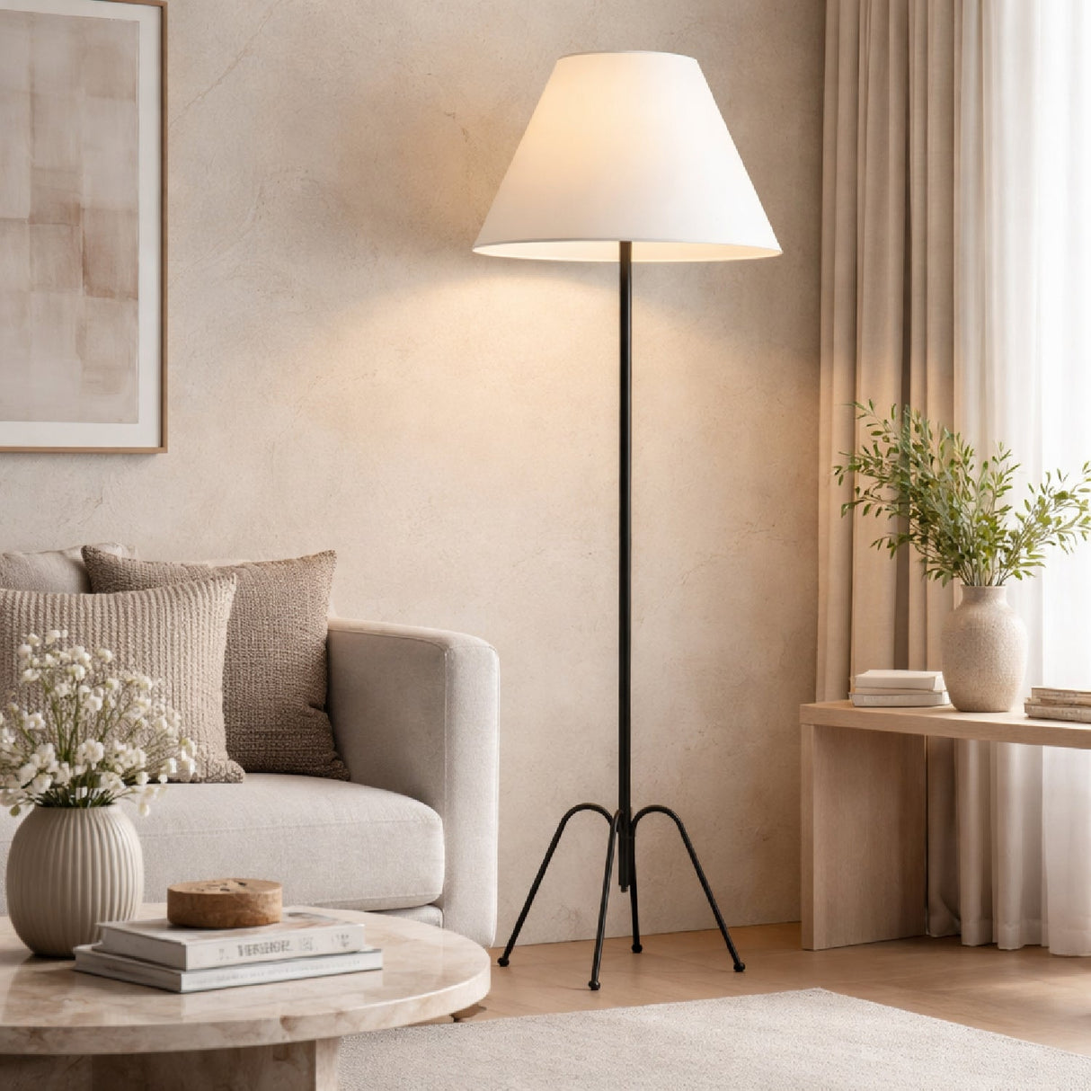 Modern European furniture - White Empire Shade Floor Lamp - www.oroa.com