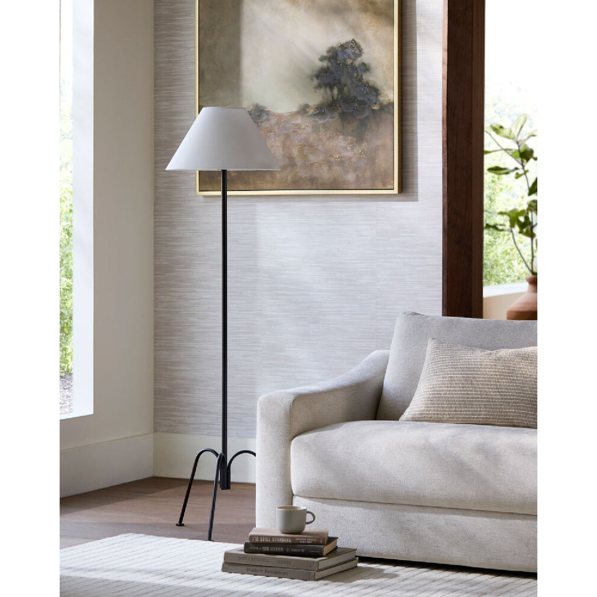 Modern European furniture - White Empire Shade Floor Lamp - www.oroa.com