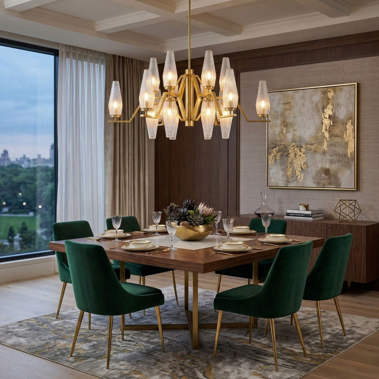 Modern European furniture - Ribbed Glass 18-Light Chandelier - www.oroa.com