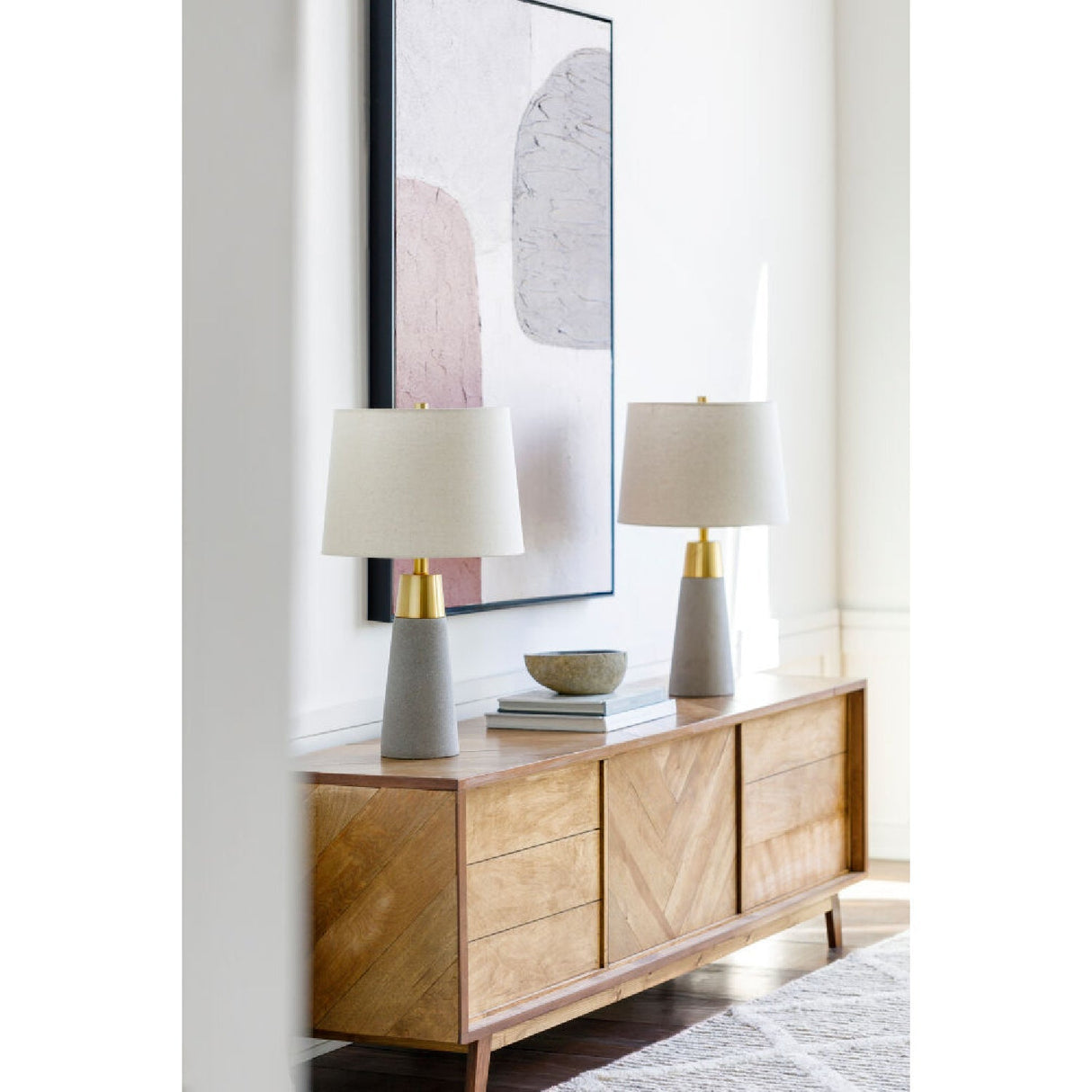 Modern European furniture - Beige Linen Concrete Table Lamps (2) - www.oroa.com