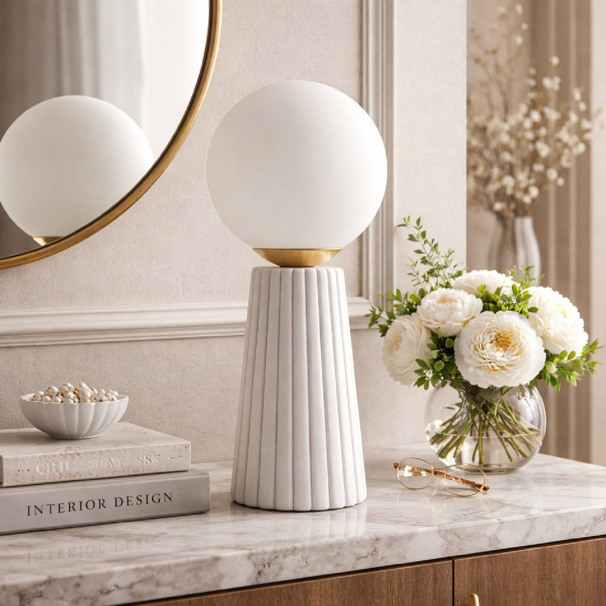 Modern European furniture - Fluted Ceramic Glass Table Lamp - www.oroa.com