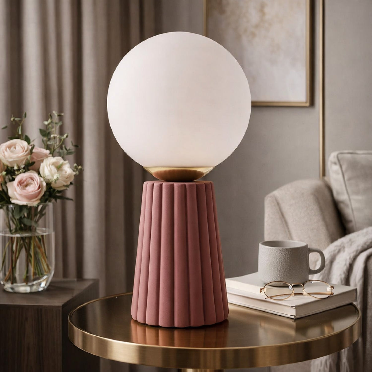 Modern European furniture - Fluted Ceramic Glass Table Lamp - www.oroa.com