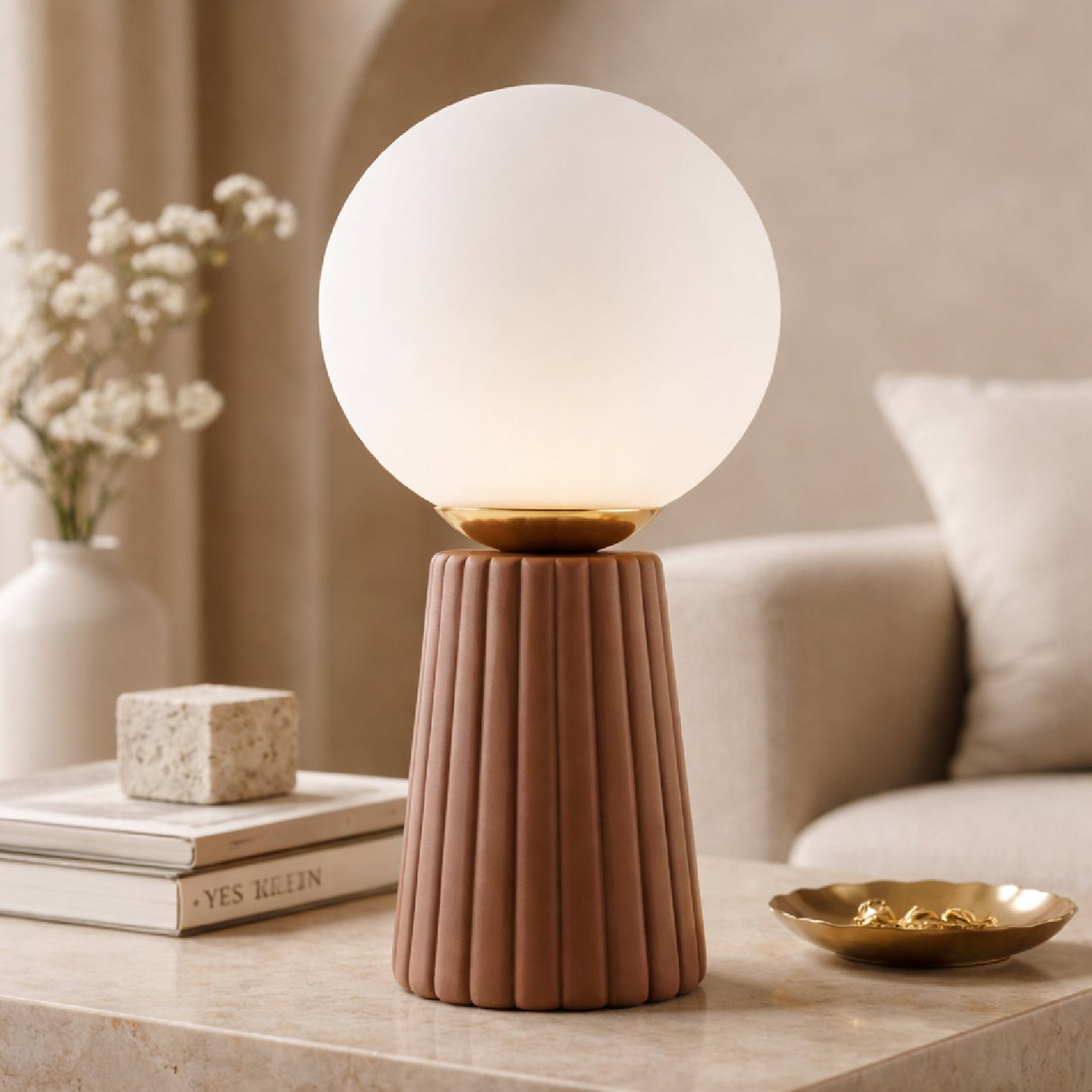 Modern European furniture - Fluted Ceramic Glass Table Lamp - www.oroa.com